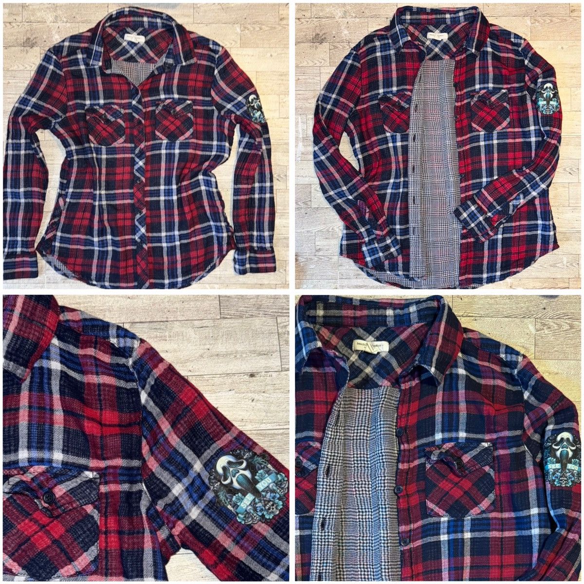Nordstrom Ghostface, Halloween, Long Sleeve, Plaid Button Down Top Size XS / US 0-2 / IT 36-38 - 4 Thumbnail