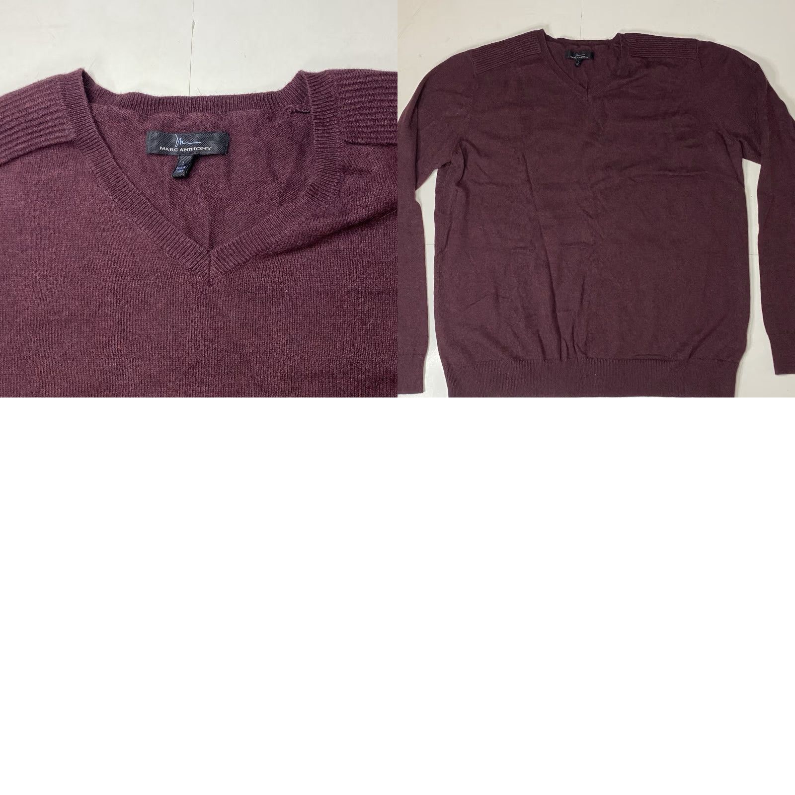 Vintage Marc Anthony Sweater Mens Large Maroon V-Neck Knit Pullover Cashmere Blend Size US L / EU 52-54 / 3 - 8 Thumbnail