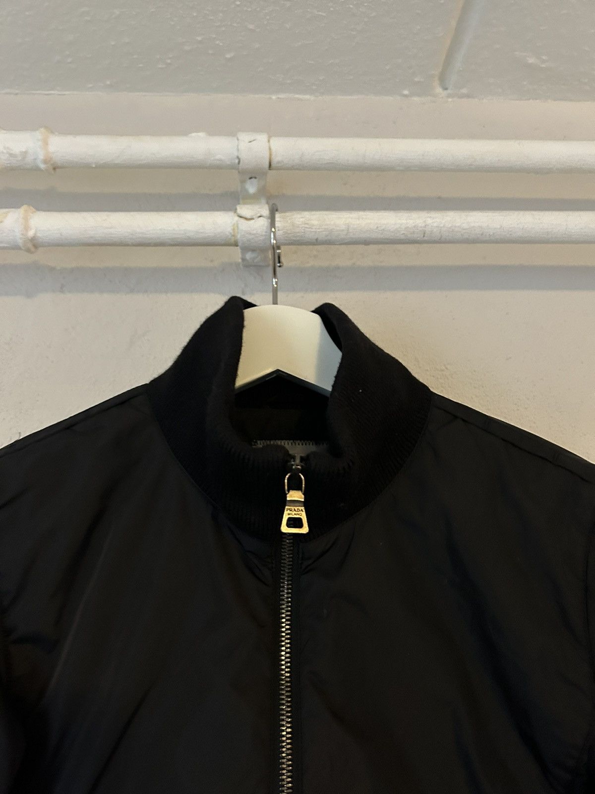 Prada Black Nylon Jacket with Wool and Leather Details Size S / US 4 / IT 40 - 4 Thumbnail