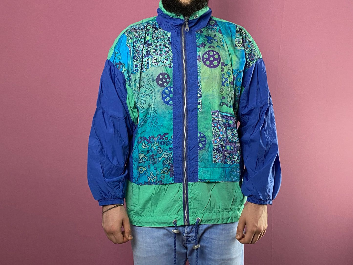 Vintage Sun Set Vintage Men's Abstract Print Windbreaker Jacket - M Size US M / EU 48-50 / 2 - 4 Thumbnail