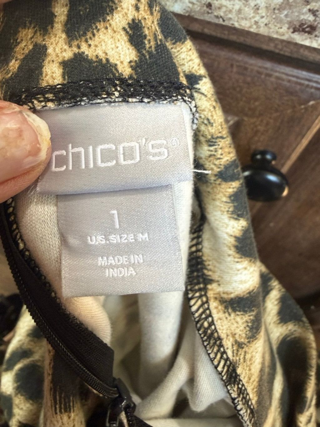 Chicos Women's Chico's Tunic M Brown Black Leopard Print Long Sleev Size M / US 6-8 / IT 42-44 - 4 Thumbnail