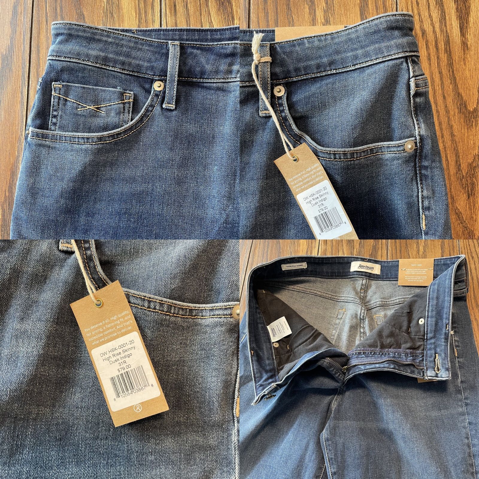Vintage Revtown Jeans Women's High Rise Skinny 31R Medium Blue Stretch Denim 31x29 Size 24" / US 00 / IT 34 - 9 Thumbnail