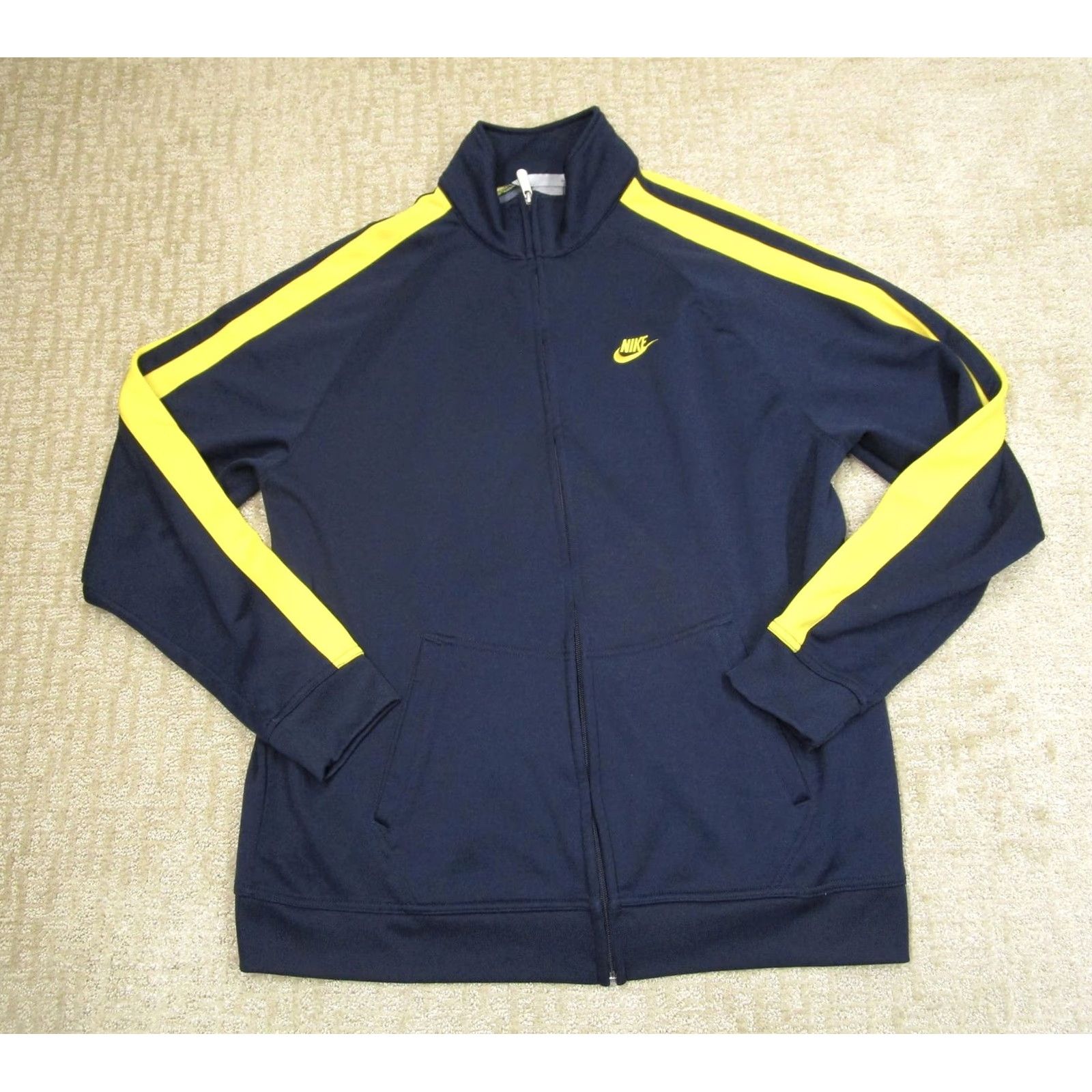 Nike VINTAGE Nike Jacket Men 2XL Blue Yellow Full Zip Track Windbreaker Retro Swoosh Jacket Mens Long Sleeve Striped Pattern Bre... Size US XXL / EU 58 / 5 - 2 Thumbnail