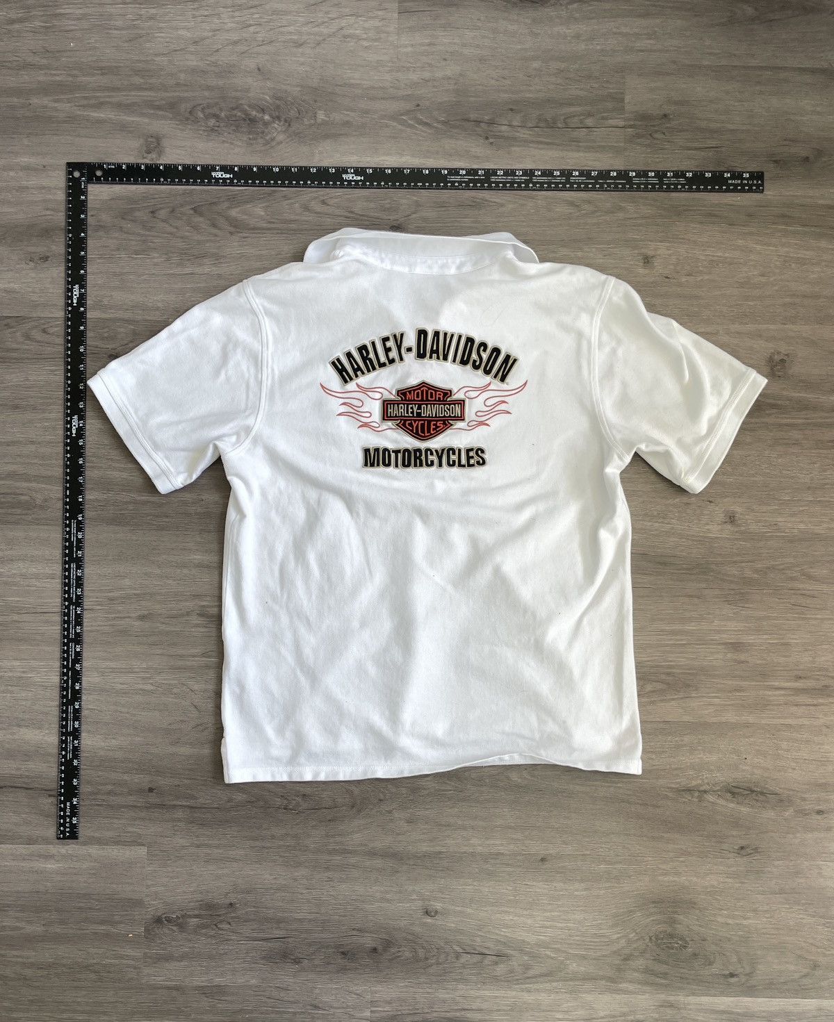 Harley Davidson Y2K Harley Davidson “Biker Flames” Polo Shirt (Sz. L) Size US L / EU 52-54 / 3 - 5 Thumbnail