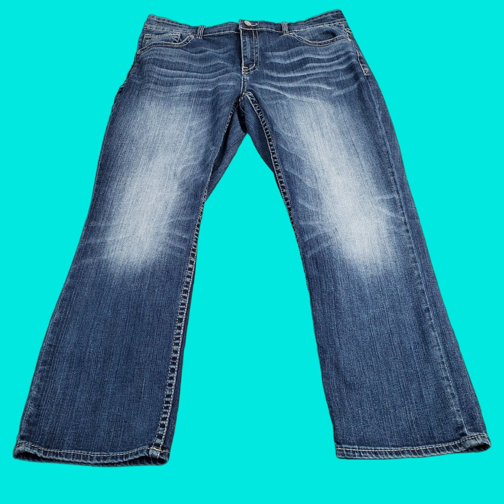 Vintage BKE Tyler Jeans Mens 38 S Blue Medium Wash Denim Solid Straight Leg Buckle Faded Size US 38 / EU 54 - 1 Thumbnail