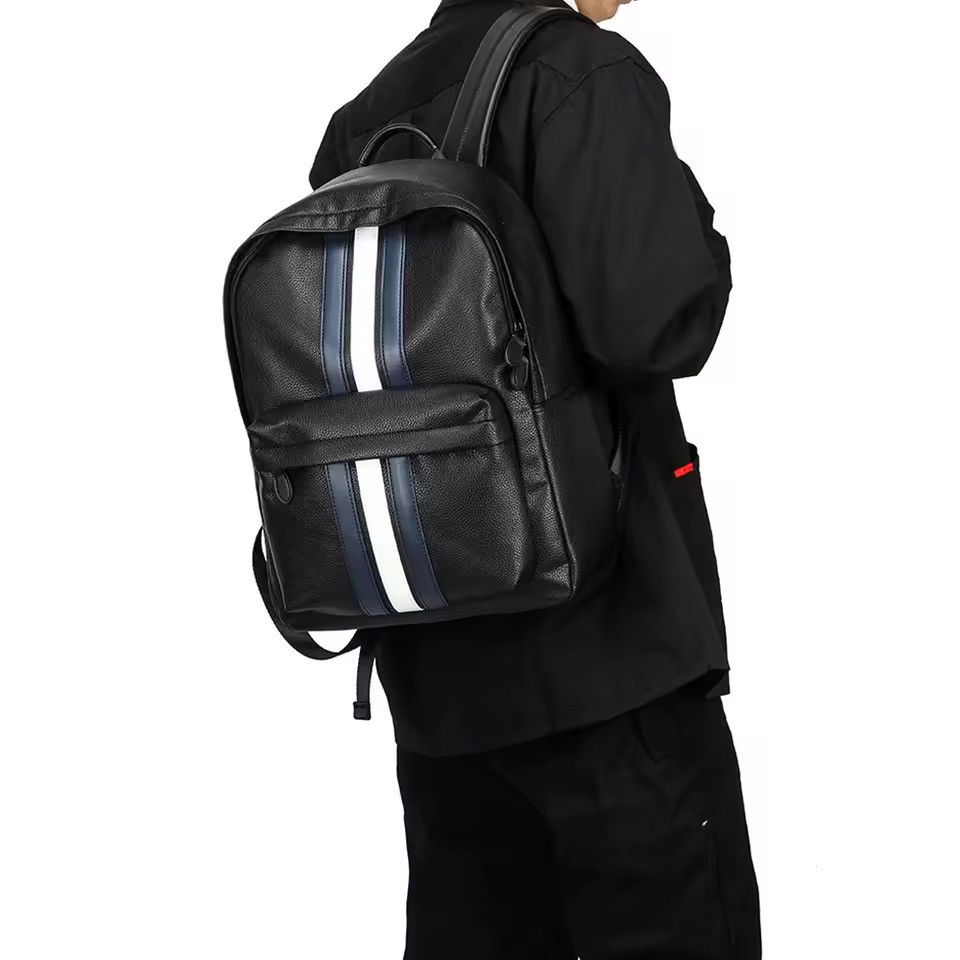 Other Streetwear Casual Striped PU Leather Backpack Bag Size ONE SIZE - 4 Thumbnail