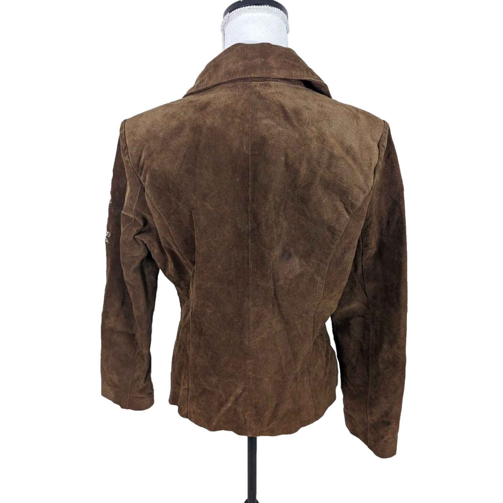 Vintage VINTAGE Ruidoso Suede Leather Western Floral Embroidered Jacket Womens Large Leather Jacket Size L / US 10 / IT 46 - 4 Thumbnail