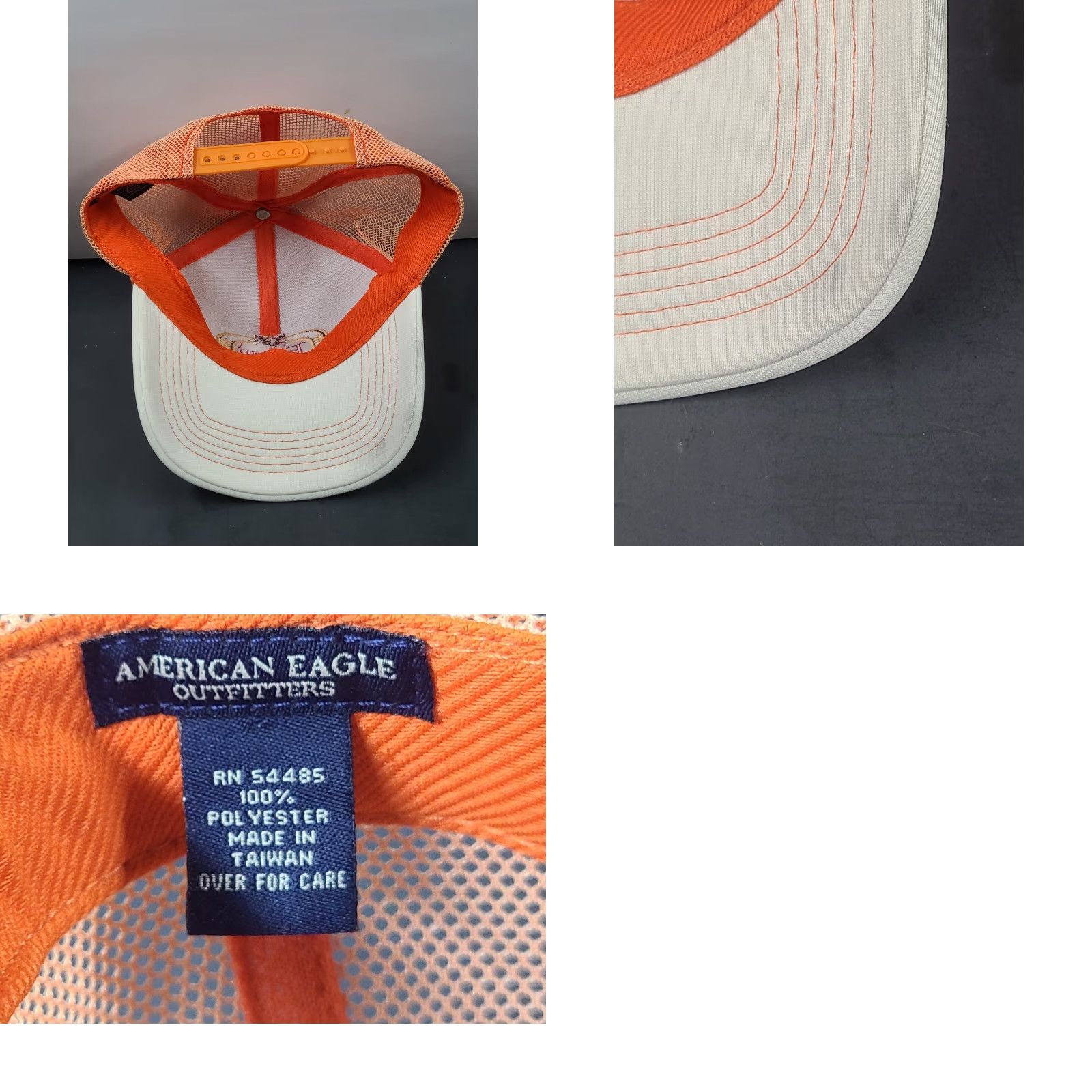 American Eagle Outfitters American Eagle Outfitters Trucker Hat Snapback Adjustable Casual Small Orange White Multi-Color Men Hat Size ONE SIZE - 8 Thumbnail