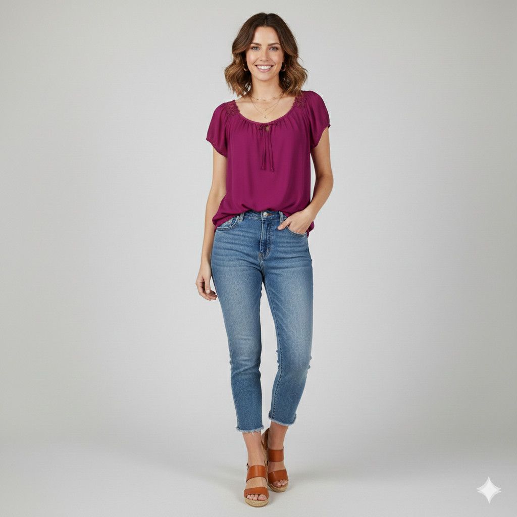 Other Dressbarn Size L Blouse Violet Purple Elastic Sleeve Hem Size L / US 10 / IT 46 - 9 Thumbnail