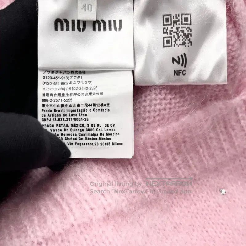 Miu Miu Miu Miu Light Pink Wool Logo Cardigan . Size L / US 10 / IT 46 - 4 Thumbnail