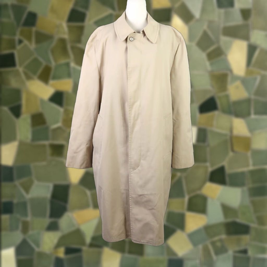 London Fog VINTAGE London Fog Trench Coat Mens 44 Regular Khaki Tan Mid-Length Button Front Faux Fur Lining Pockets Size US S / EU 44-46 / 1 - 1 Thumbnail