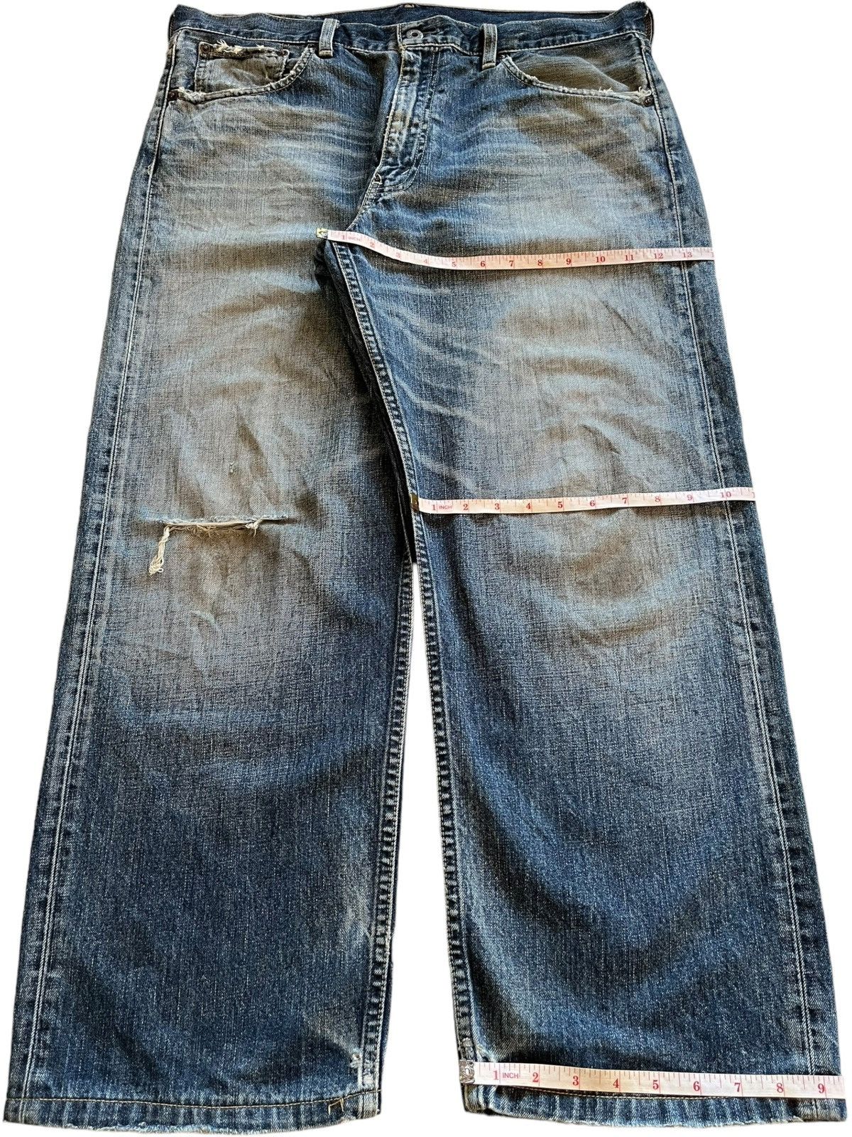 Levi's × Levi's Vintage Clothing Vintage 90s Levis 503 Mud Wash Distressed Baggy Jeans Size US 37 - 13 Thumbnail
