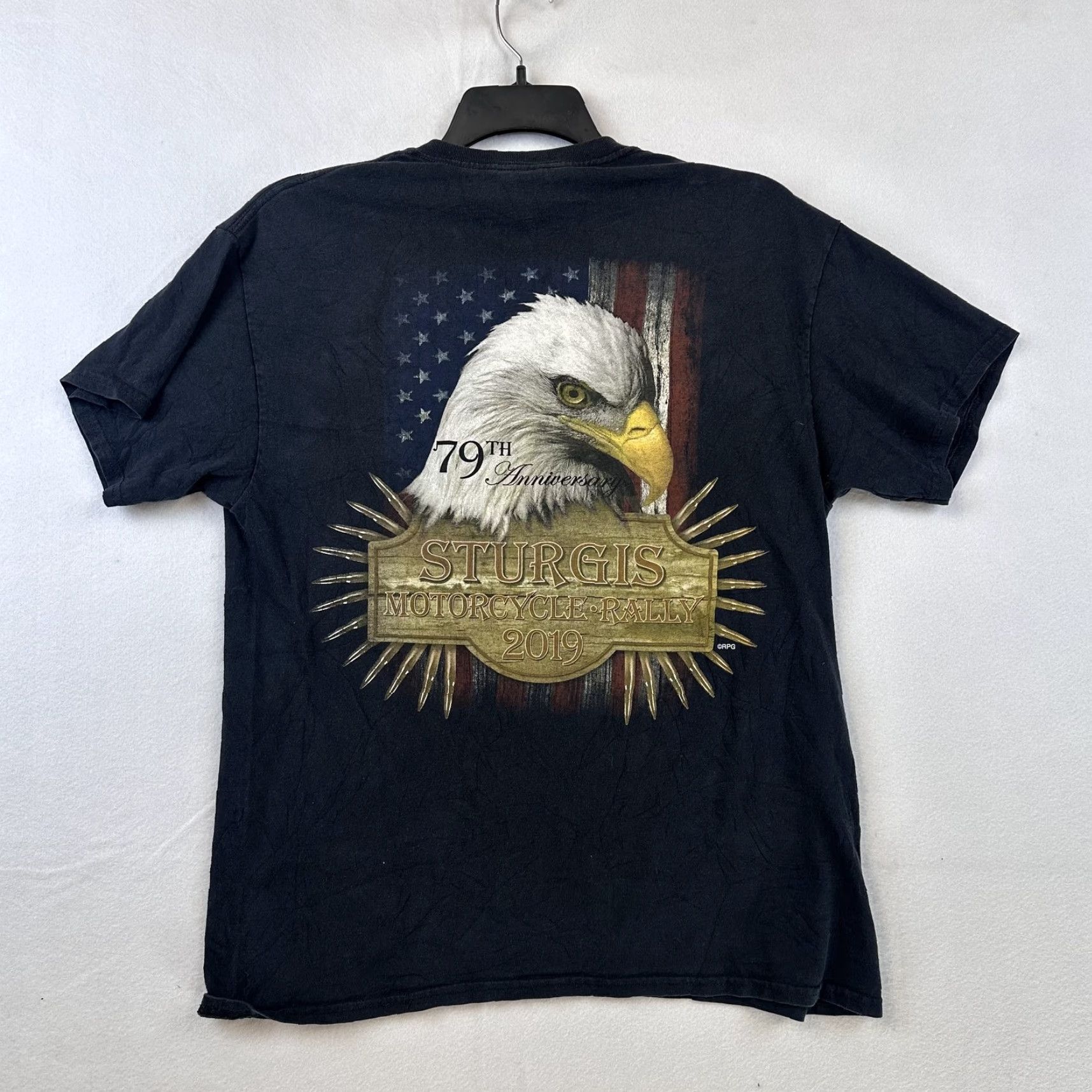 Gildan Sturgis Motorcycle Rally Shirt Mens Large Black 79th Anniversary Eagle 2019 Gildan Tee Size US L / EU 52-54 / 3 - 6 Thumbnail