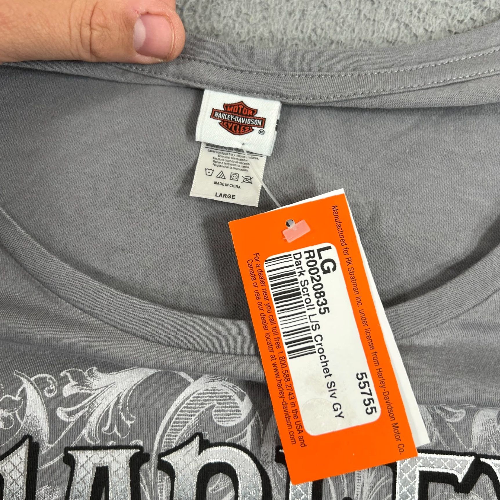 Harley Davidson Harley Davidson T-Shirt Women Long Sleeve Gray Embroidered Motorcycle Skull Casual product Size L / US 10 / IT 46 - 4 Thumbnail