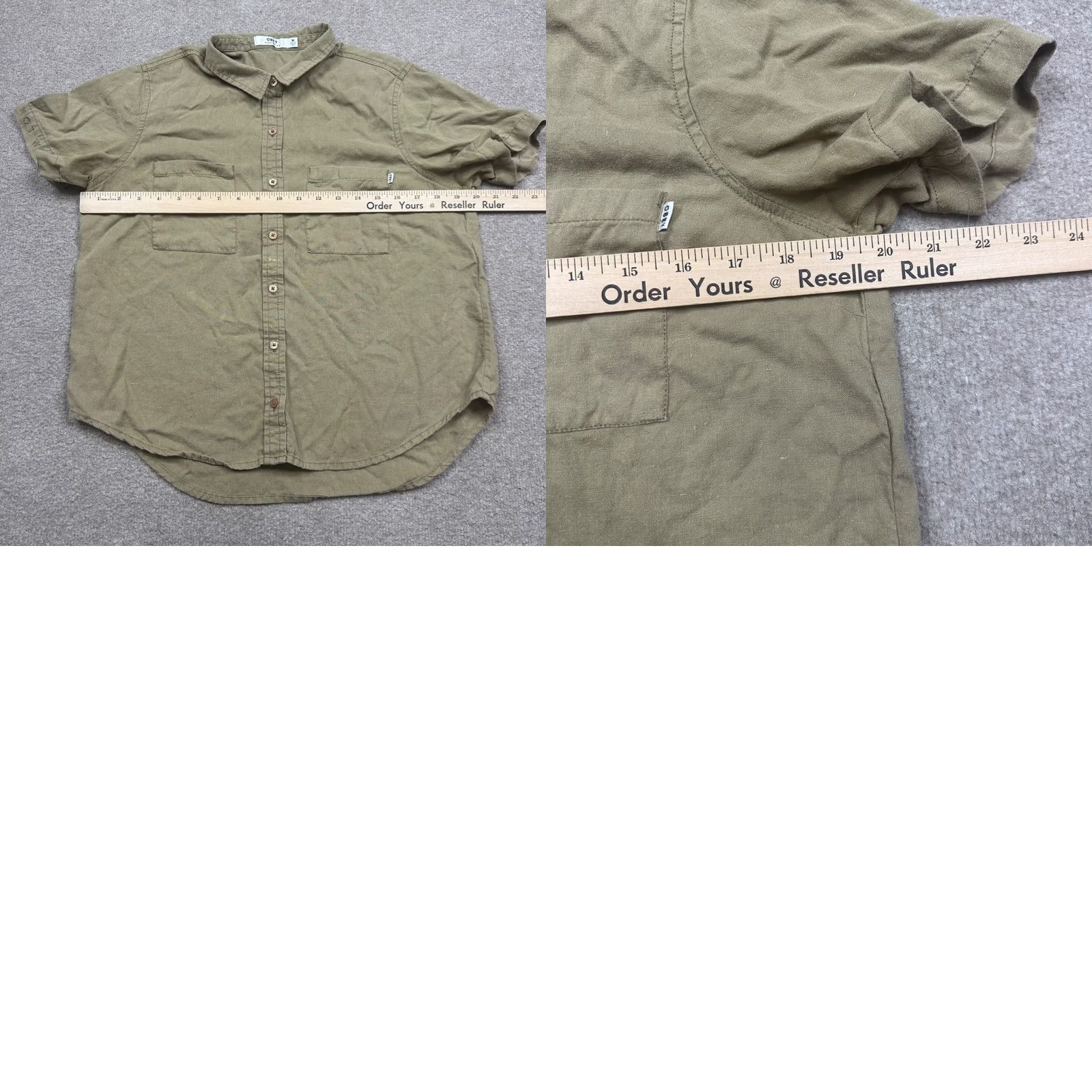Obey OBEY Shirt Womens M Green Women Size Button Down Short Sleeve Collar Utility Outdoor Size M / US 6-8 / IT 42-44 - 8 Thumbnail