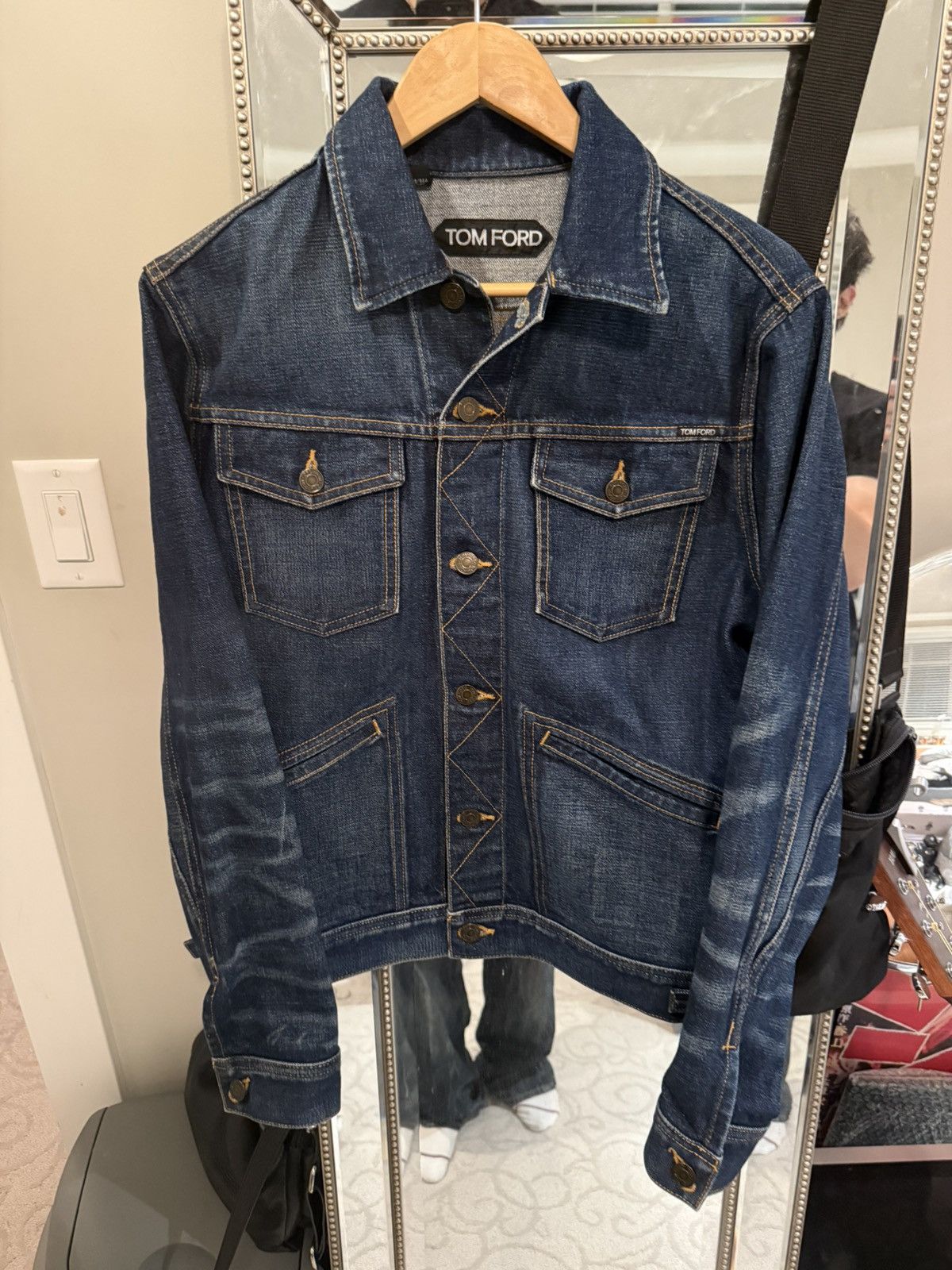 Tom Ford SOLD - Tom Ford Selvedge Denim Trucker Jacket Size US S / EU 44-46 / 1 - 1 Thumbnail