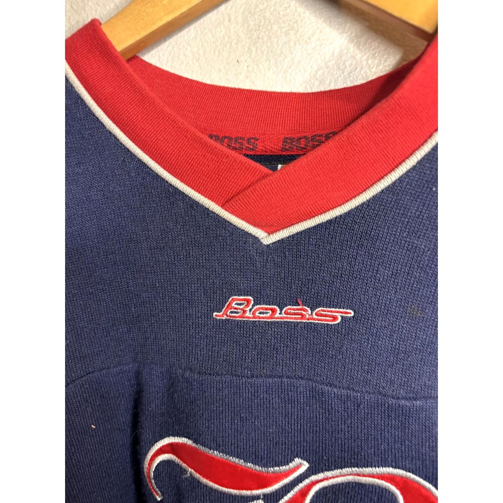 Vintage VINTAGE Boss by IG-Design Shirt Mens Large Blue 89 Jersey V-Neck Long Sleeve Size US L / EU 52-54 / 3 - 3 Thumbnail