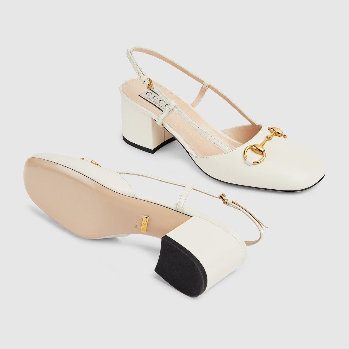 Gucci o1s1wg110225 Women's Horsebit Slingback Pumps in White Size US 5 / IT 35 - 6 Thumbnail