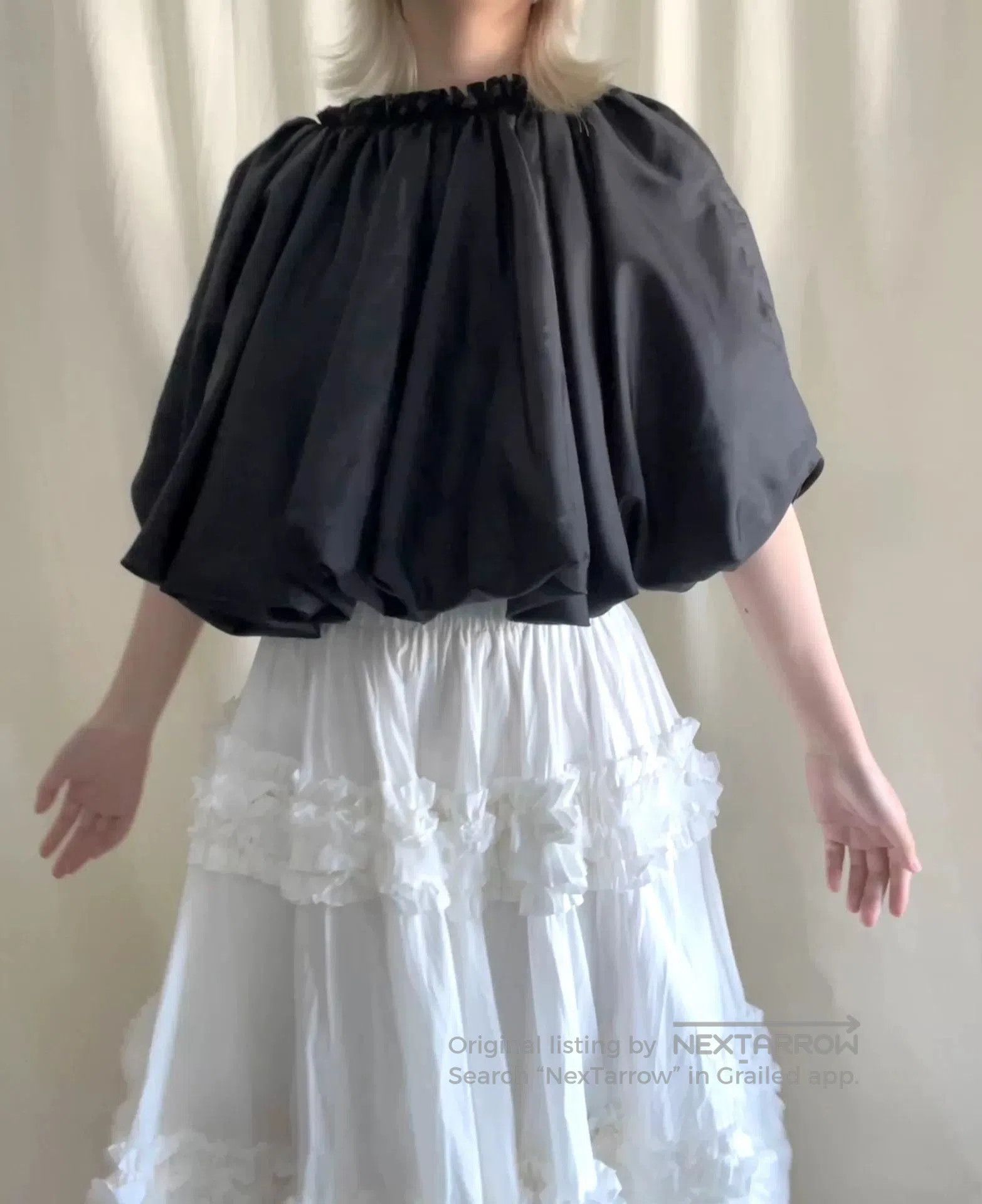 Comme des Garcons black puff sleeve floral top. Size M / US 6-8 / IT 42-44 - 8 Thumbnail