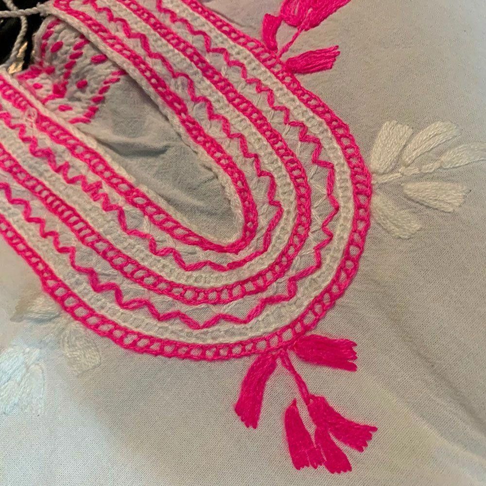 Designer Used Pink White Hand Made Caftan Blouse XXL Size XXL / US 16-18 / IT 52-54 - 4 Thumbnail