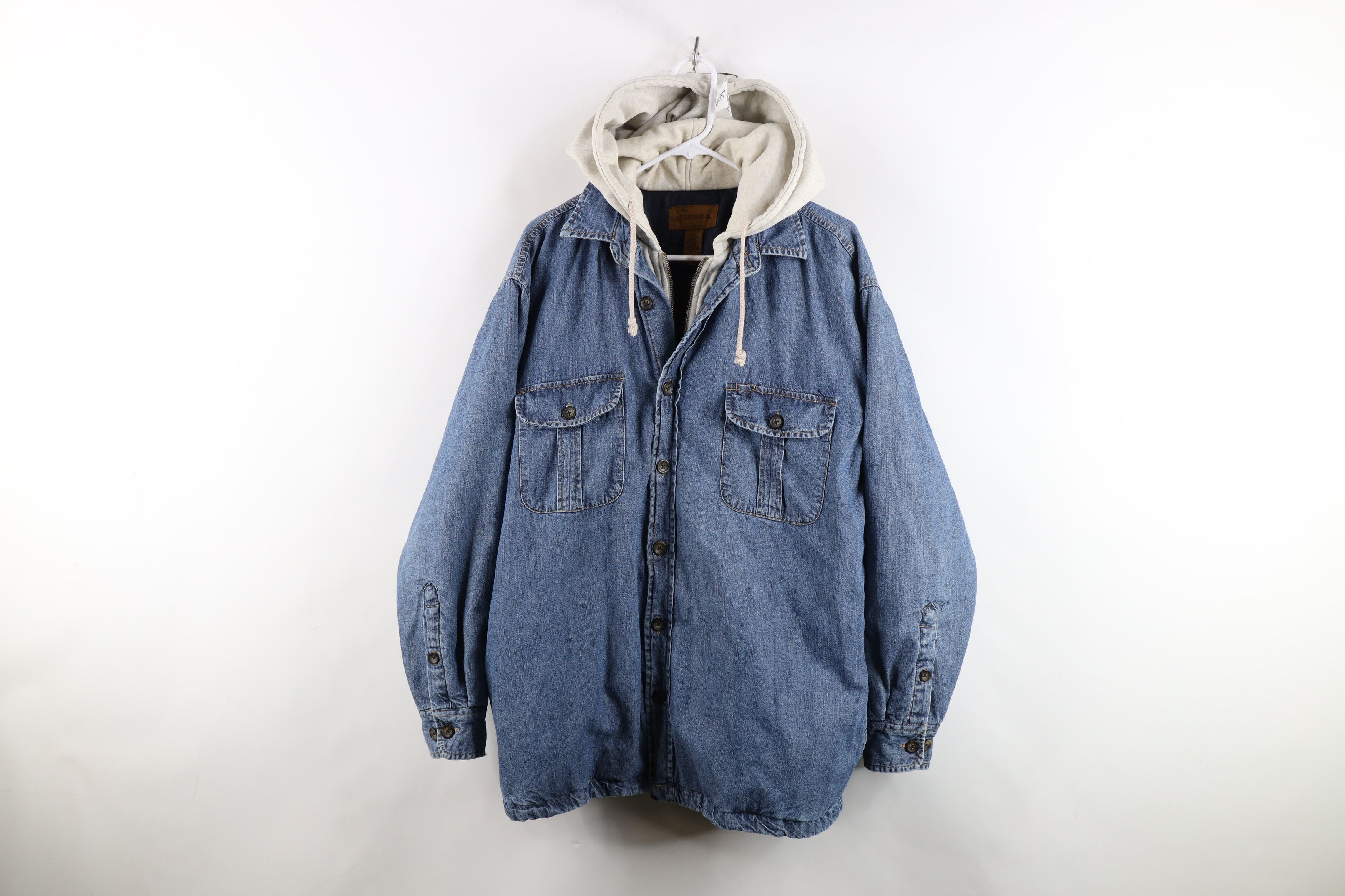 Vintage Vintage Streetwear Denim Jean Hooded Shirt Jacket Jac Shirt Size US L / EU 52-54 / 3 - 1 Thumbnail