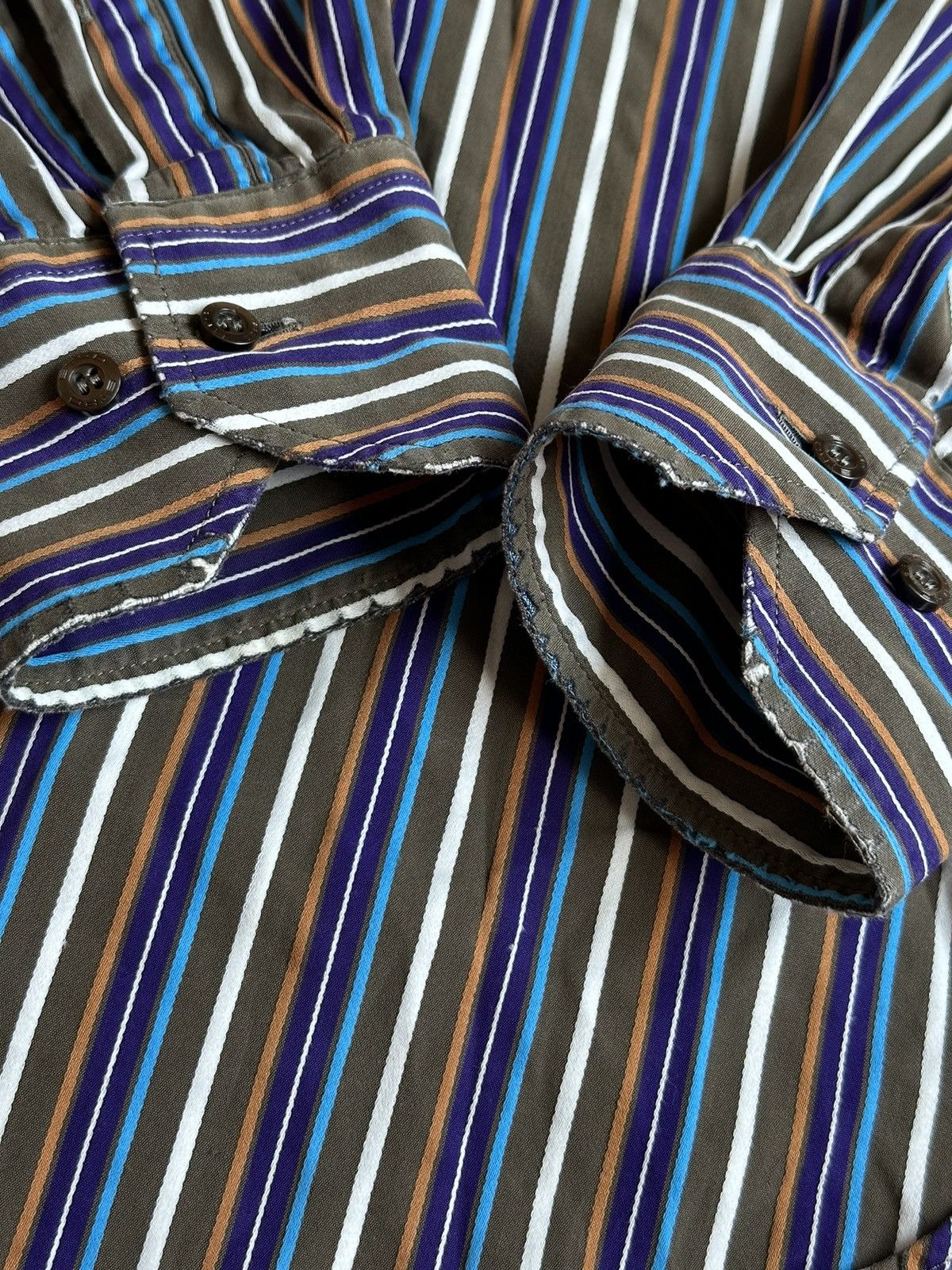 Etro Etro MultiColor Stripe Cotton Button Up Long Sleeve Shirt Size US S / EU 44-46 / 1 - 9 Thumbnail