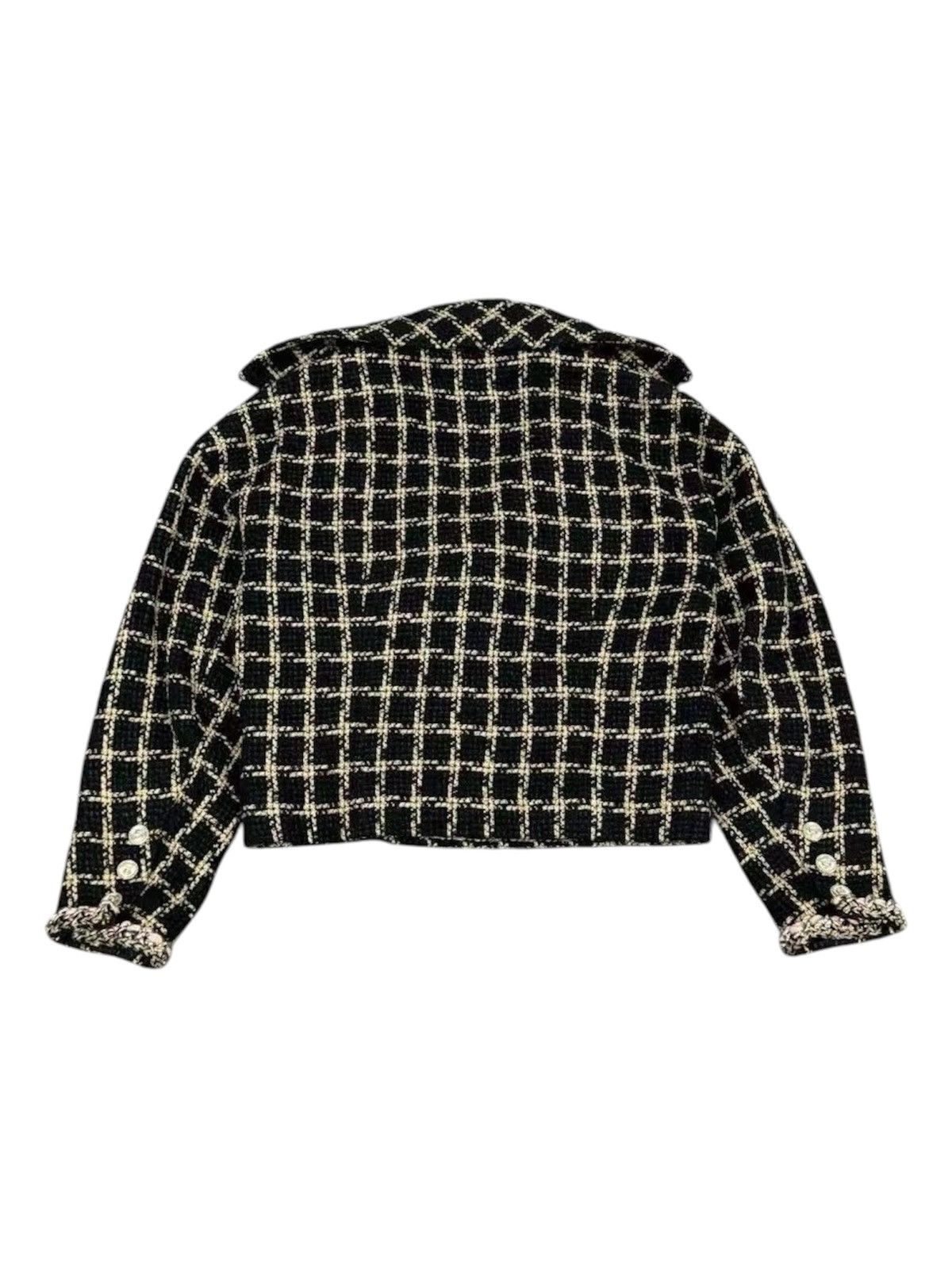 Chanel Chanel 34 Black Silk Plaid Check Tweed Blazer Jacket 2021 Size XS / US 0-2 / IT 36-38 - 2 Thumbnail