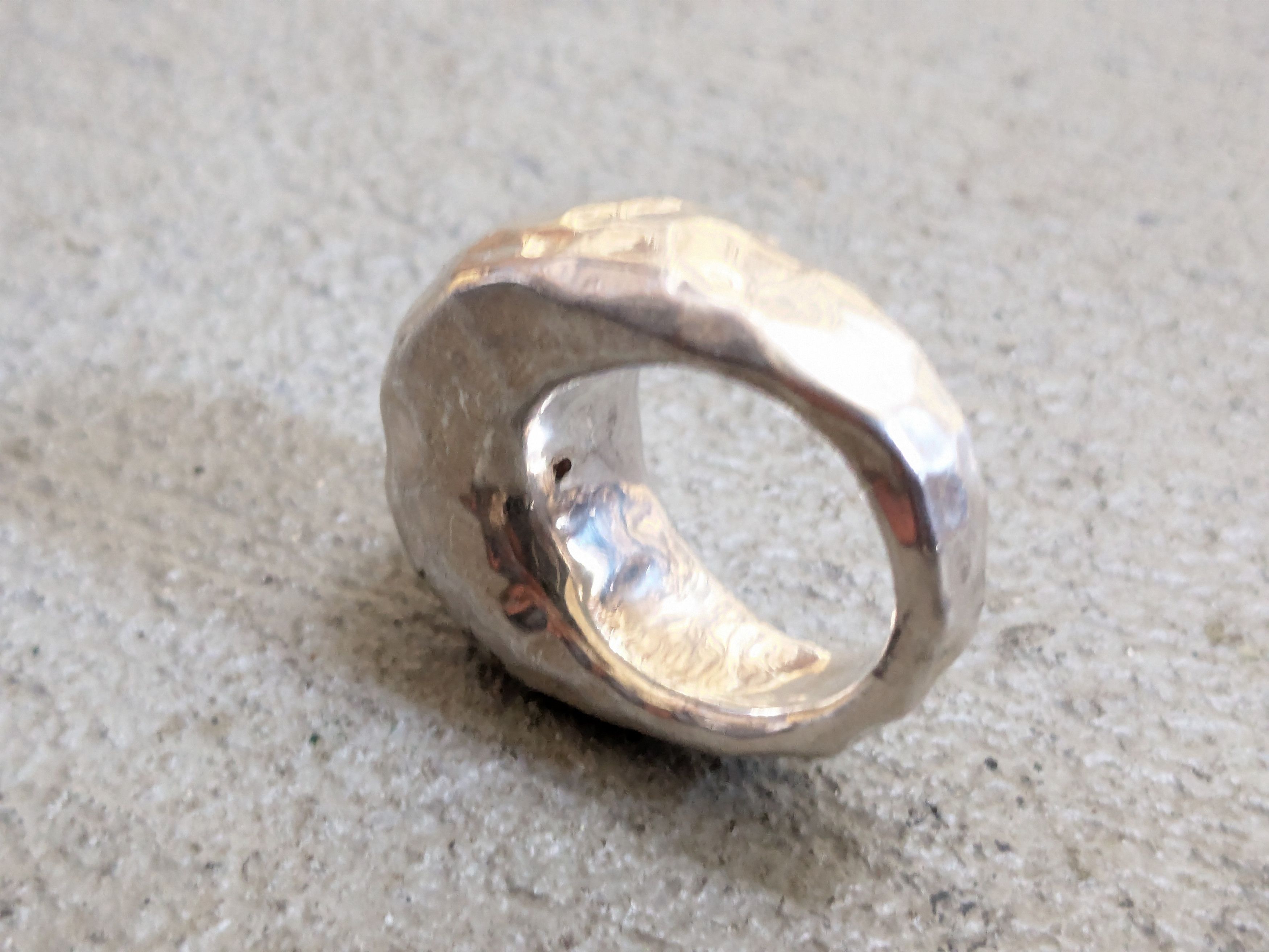 Jewelry Vintage Sterling Silver Ring 7 Modern Hammered Abstract Size ONE SIZE - 7 Thumbnail