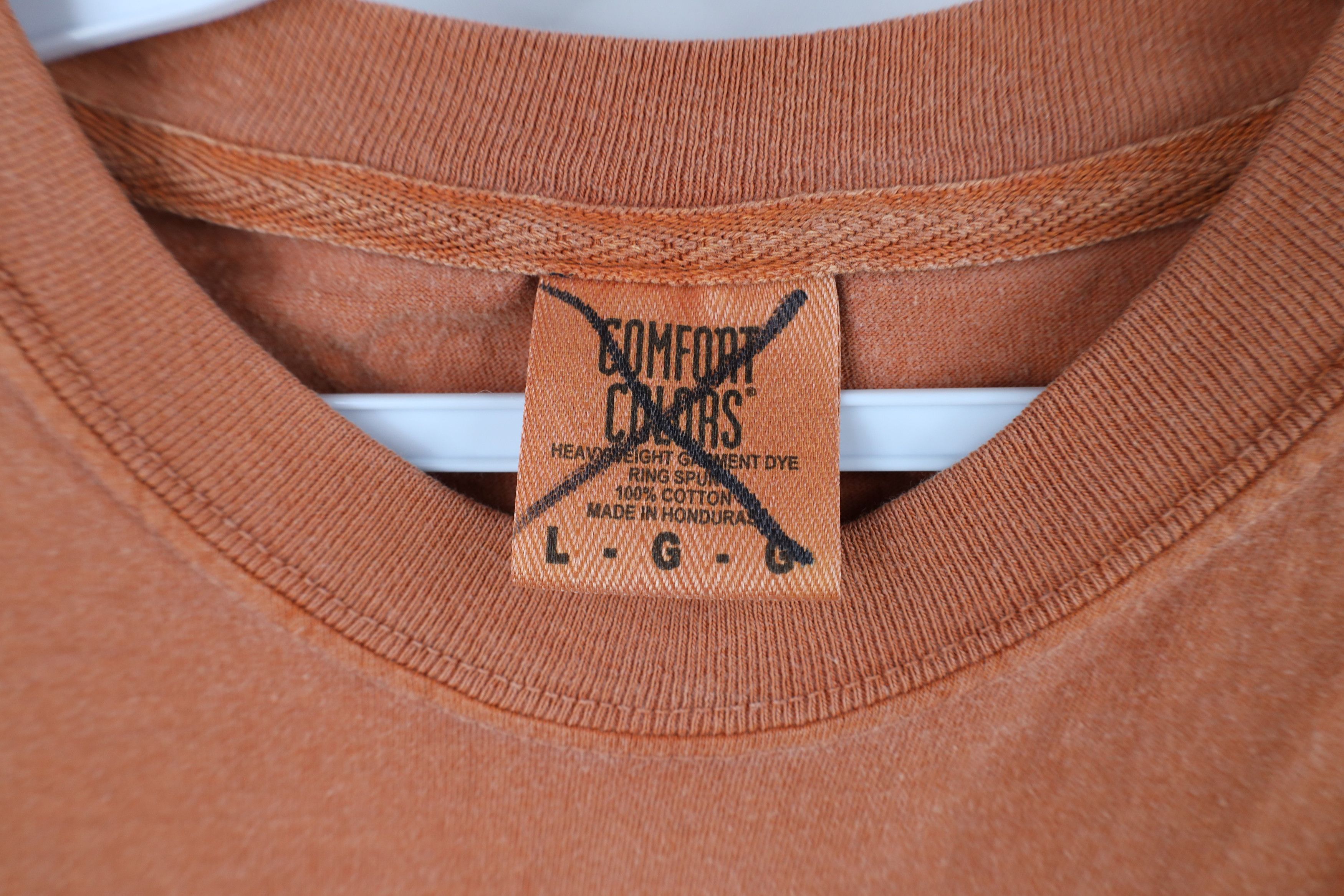 Vintage Vintage 90s Streetwear Stonewash Long Sleeve T-Shirt Orange Size US L / EU 52-54 / 3 - 6 Thumbnail