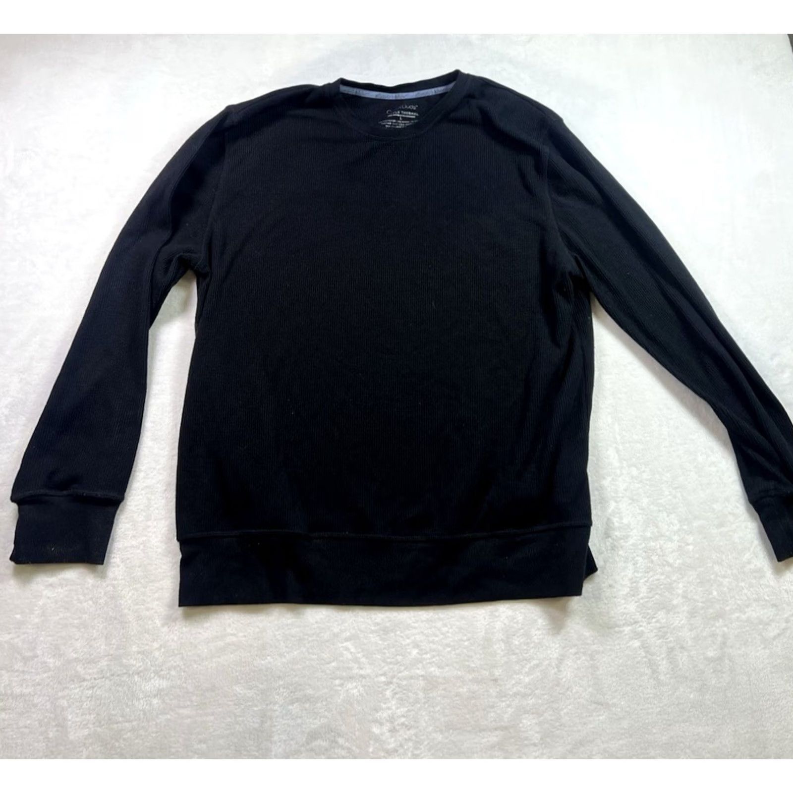 Vintage Cuddle Duds Men’s | Size L | Black Waffle Knit Thermal Shirt Loose Fit | Crew Neck | Pullover | Long Sleeve | Regular Fit Size US L / EU 52-54 / 3 - 2 Thumbnail