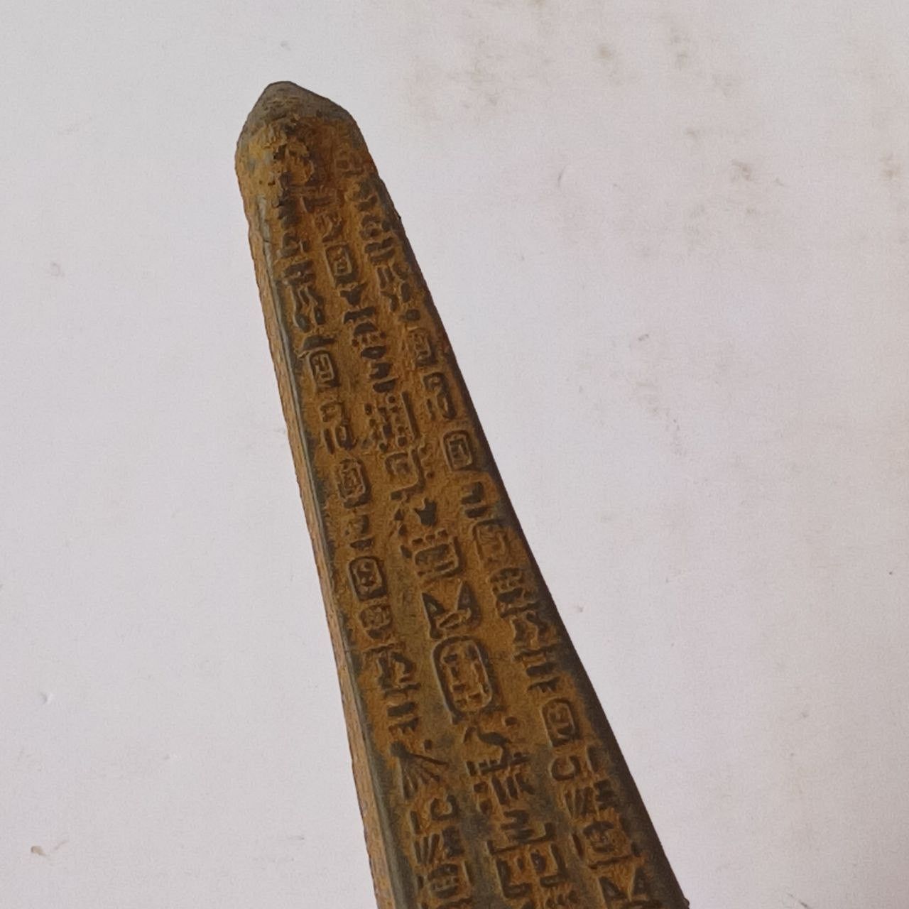 Handmade Egyptian Obelisk Statue Hieroglyphs & Hathor Face Size ONE SIZE - 2 Thumbnail