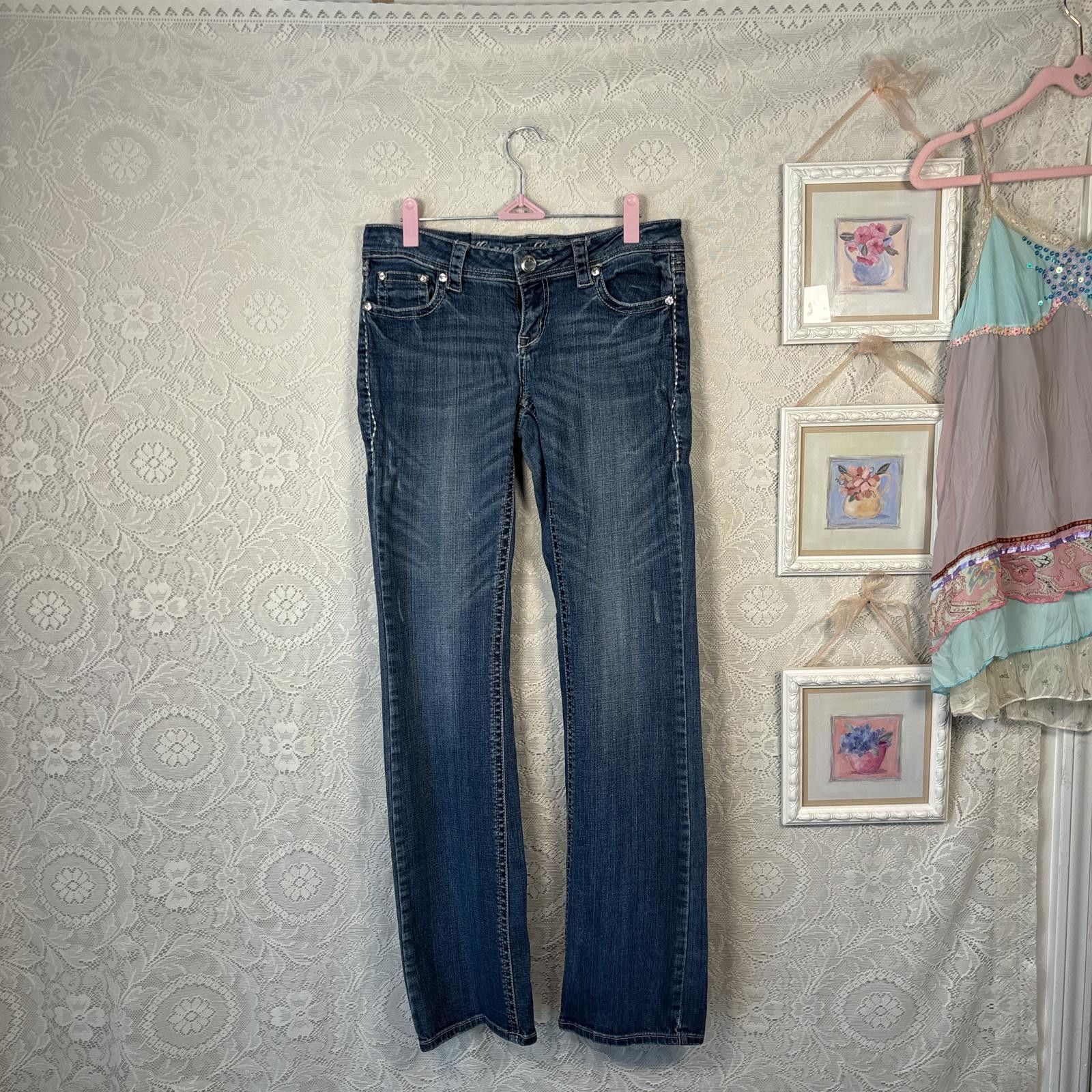 Other y2k miss me inspired embroidered flare jeans Size 28" / US 6 / IT 42 - 2 Thumbnail