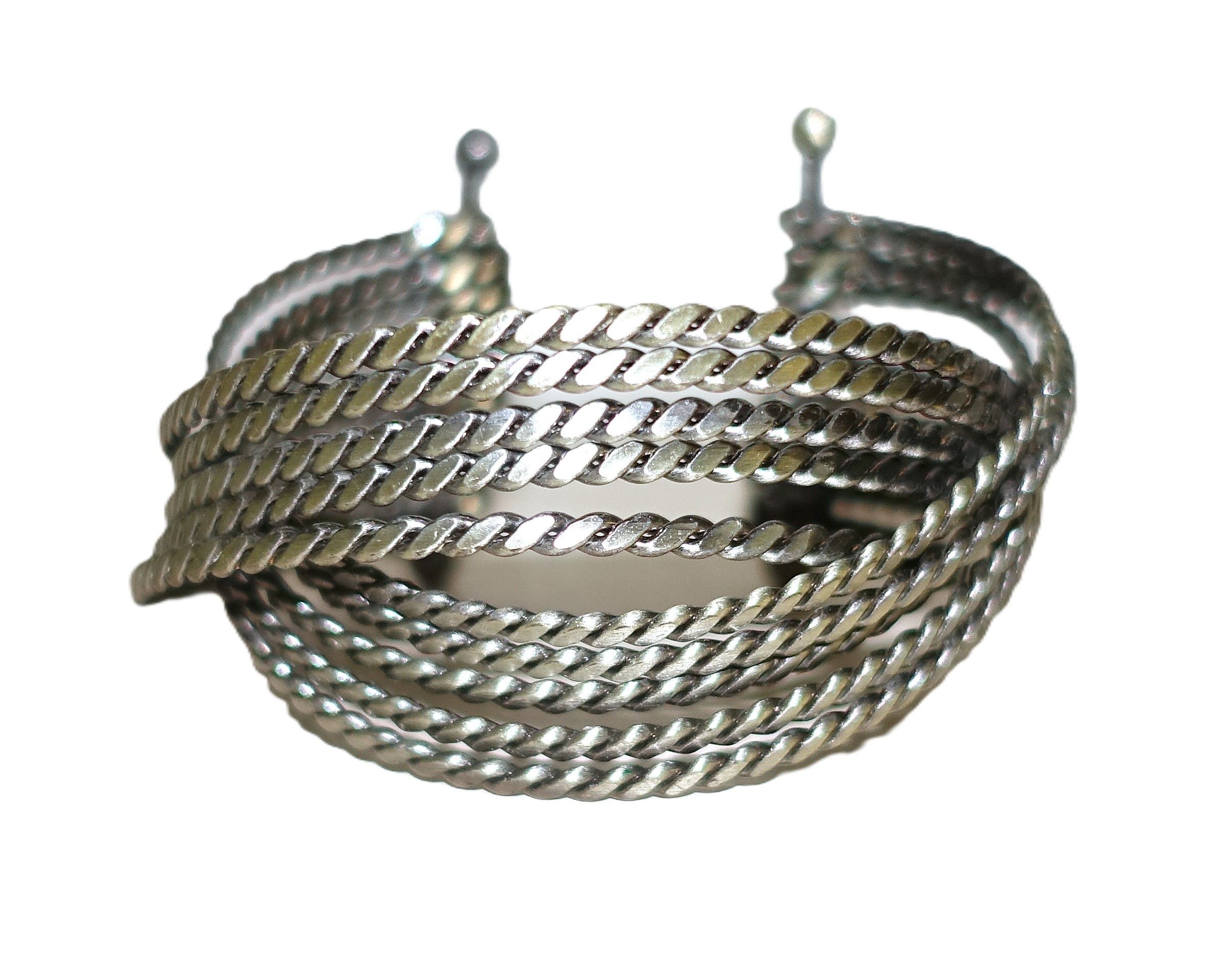 Vintage Silver tone Multi Strand Cuff Bracelet Size ONE SIZE - 1 Thumbnail