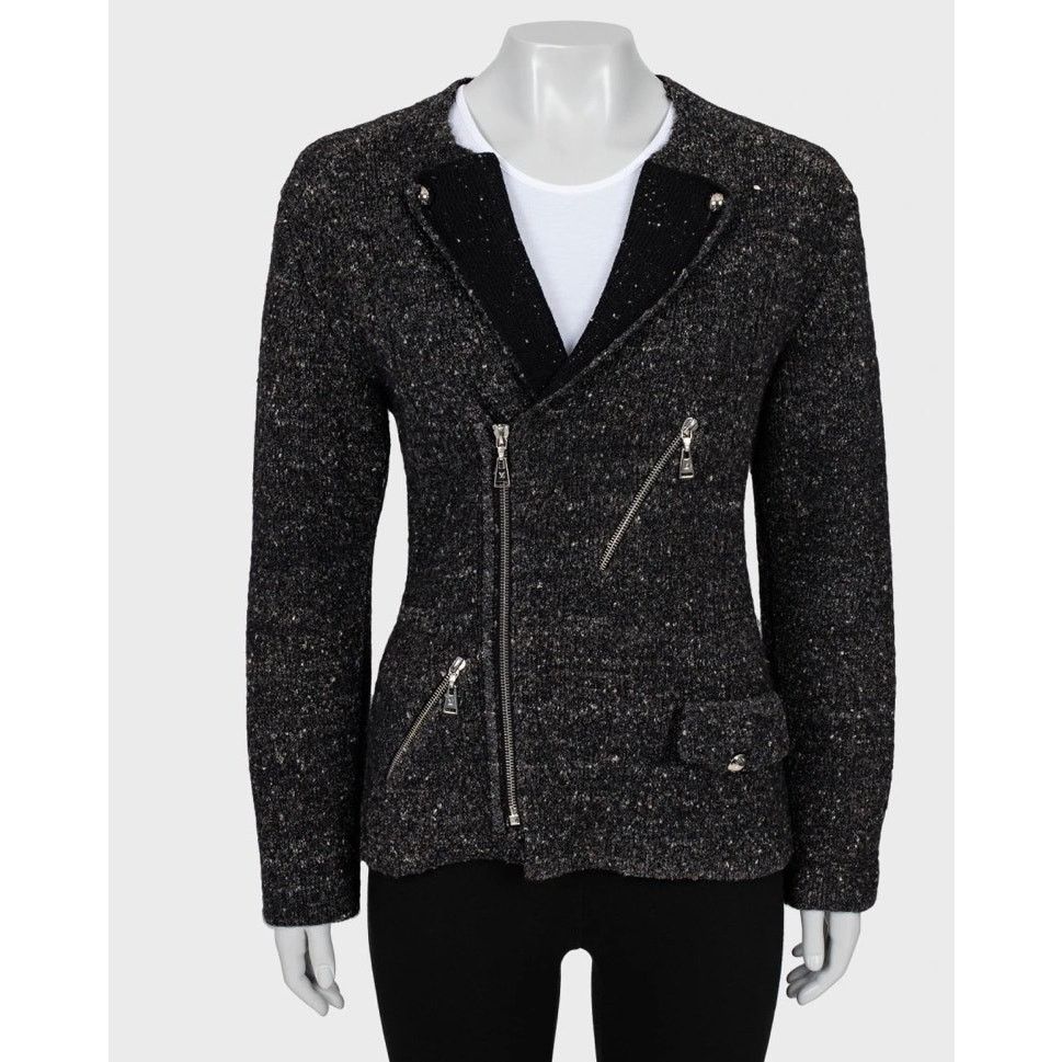 Louis Vuitton NWOT Louis Vuitton Brown Zip-Up Cardigan Jacket, Size S Size S / US 4 / IT 40 - 1 Thumbnail