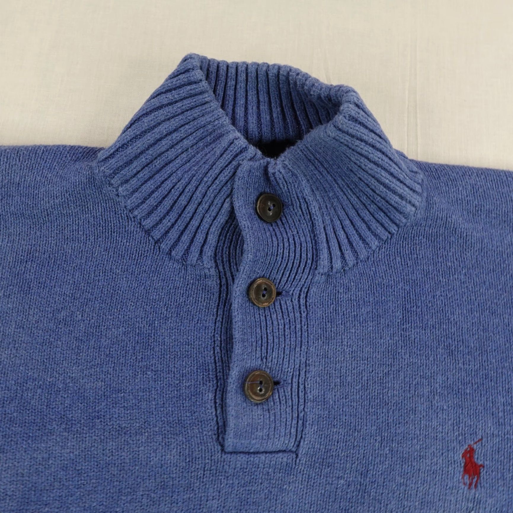 Polo Ralph Lauren VINTAGE Polo Ralph Lauren Sweater Shirt Mens 2XL Blue Mock Neck Pony Logo Pullover Regular Knit Cotton 90s Theme Mens Size US XXL / EU 58 / 5 - 2 Thumbnail