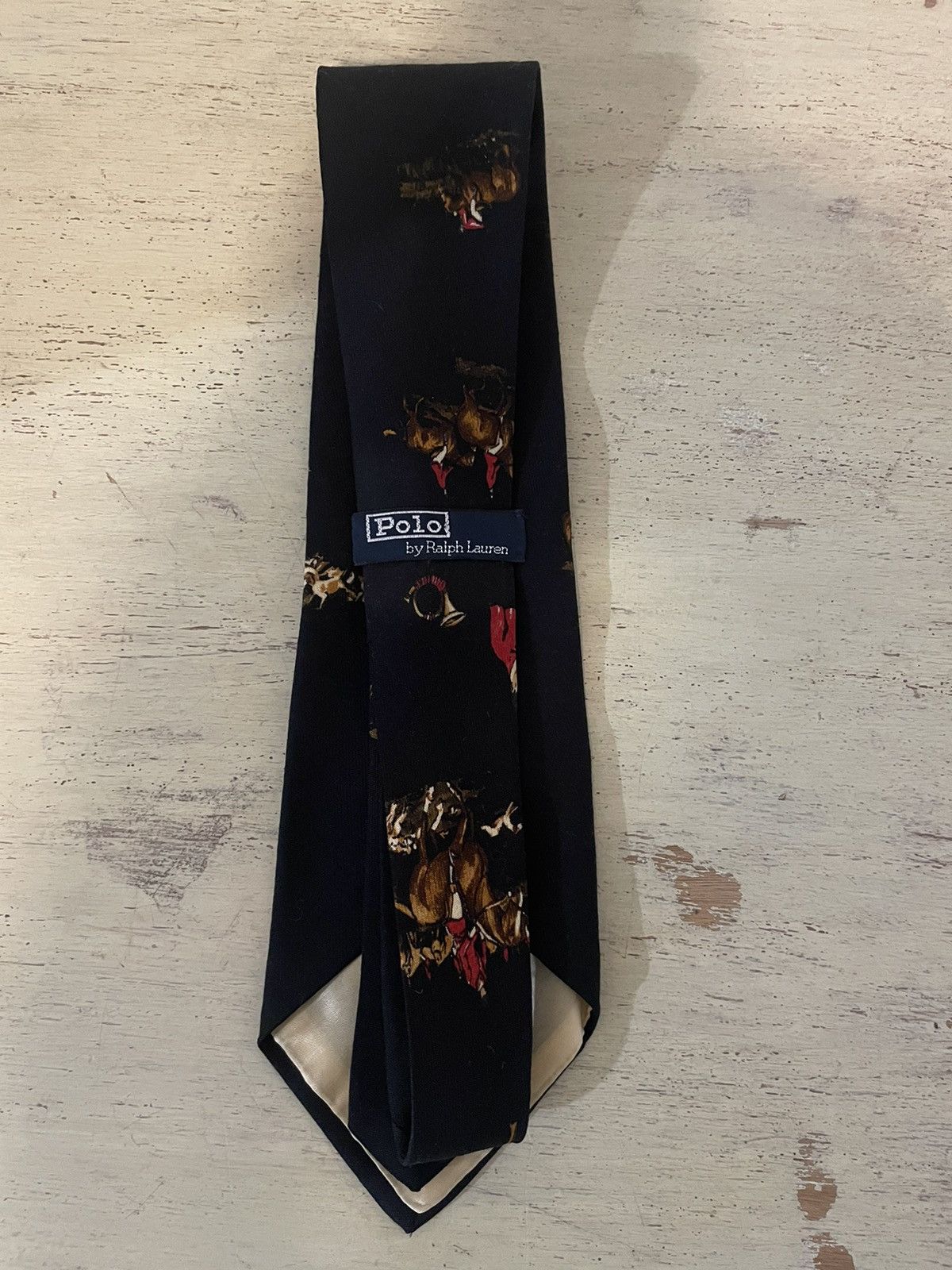 Polo Ralph Lauren × Vintage Rare Fox Hunting Print Wool Tie Size ONE SIZE - 4 Thumbnail
