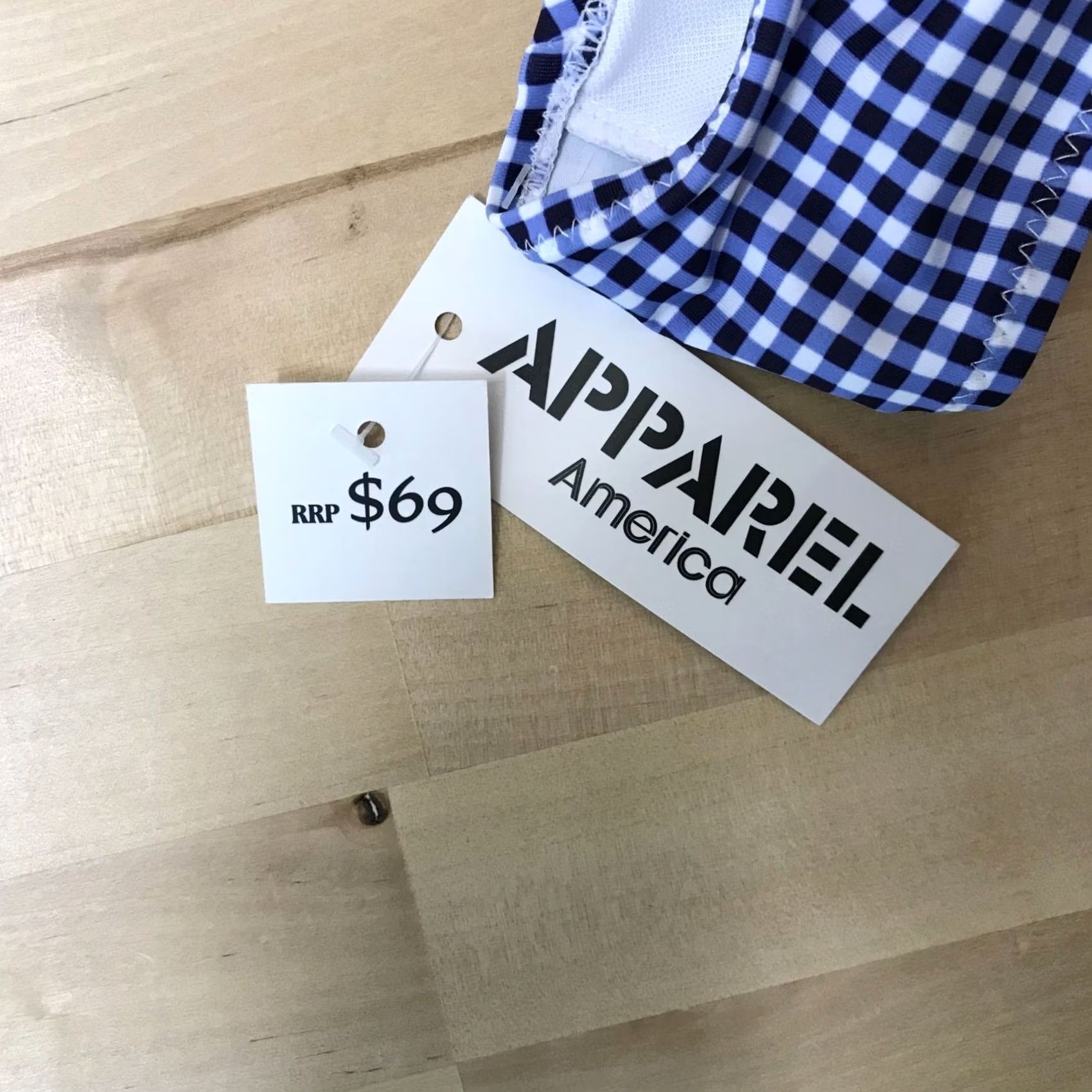 American Apparel AMERICA APPAREL Women Top Halter Padded Blue White Check M Short Description: Not Applicable Size M / US 6-8 / IT 42-44 - 5 Thumbnail