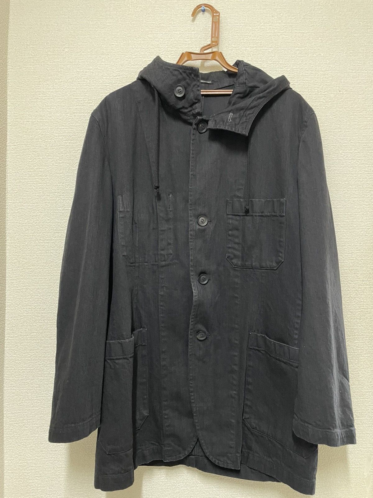 Yohji Yamamoto Yohji Yamamoto Pour Homme 2020SS Black Denim Hooded Jacket Size US L / EU 52-54 / 3 - 1 Thumbnail