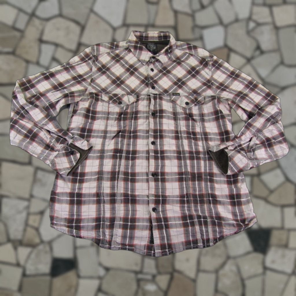 Diesel VINTAGE Diesel Shirt Mens Large Gray Orange Plaid Button Up Long Sleeve Cotton Casual Size US L / EU 52-54 / 3 - 1 Thumbnail