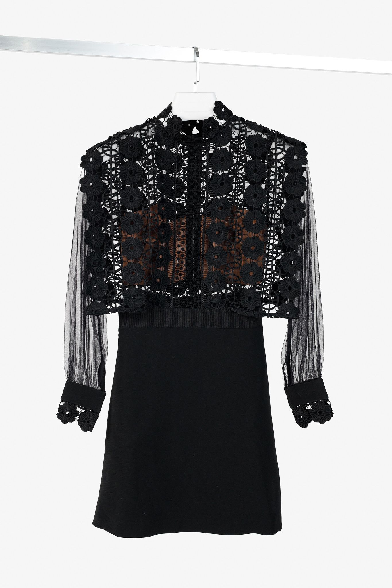 Self-Portrait Self-Portrait SS/16 Balloon-Sleeve Lace A-Line Mini Dress Size S / US 4 / IT 40 - 1 Thumbnail