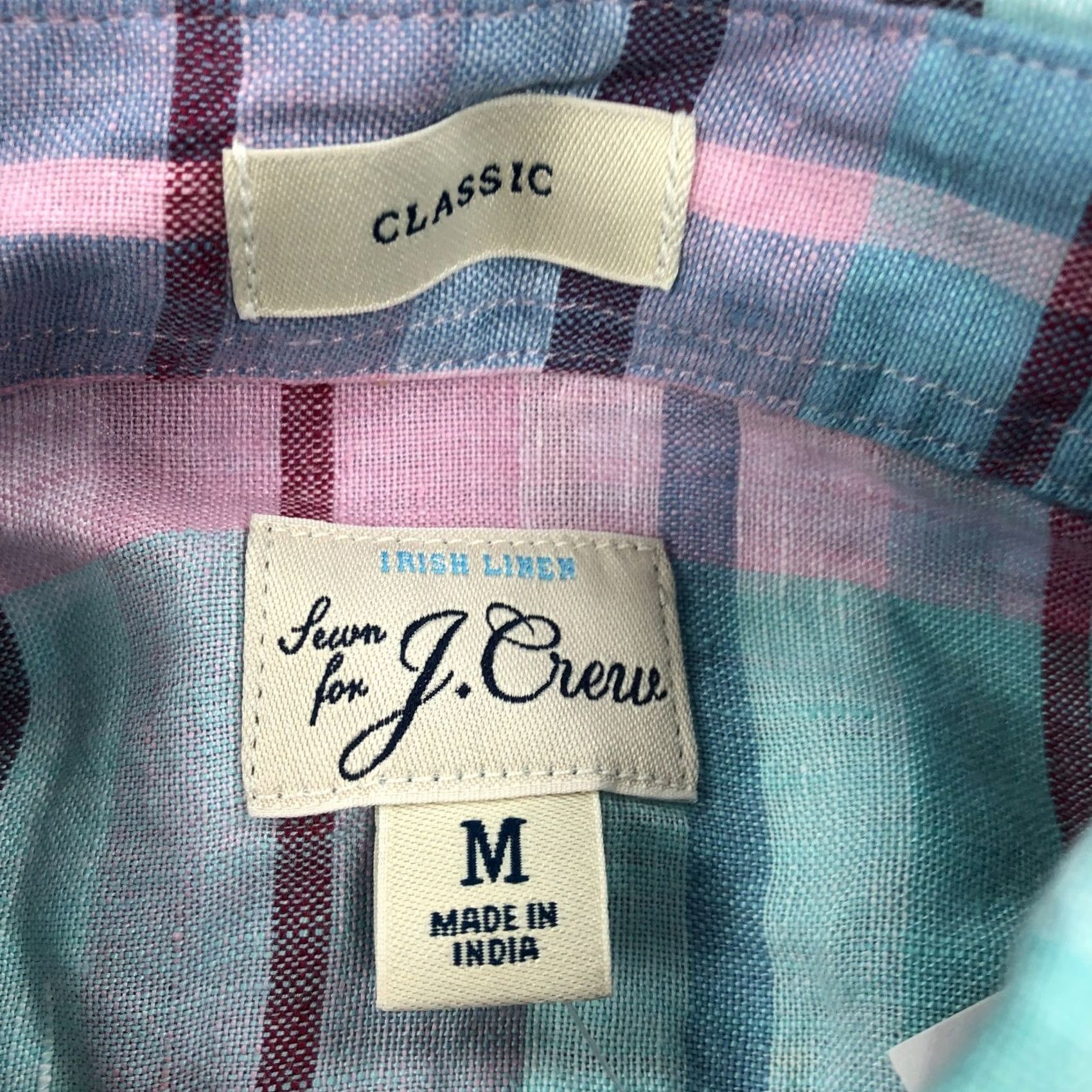 J.Crew NWT J. Crew Linen Shirt Mens Medium Baird McNutt Irish Plaid NEW Shirt Mulitcolor (adjusted) Size US M / EU 48-50 / 2 - 5 Thumbnail