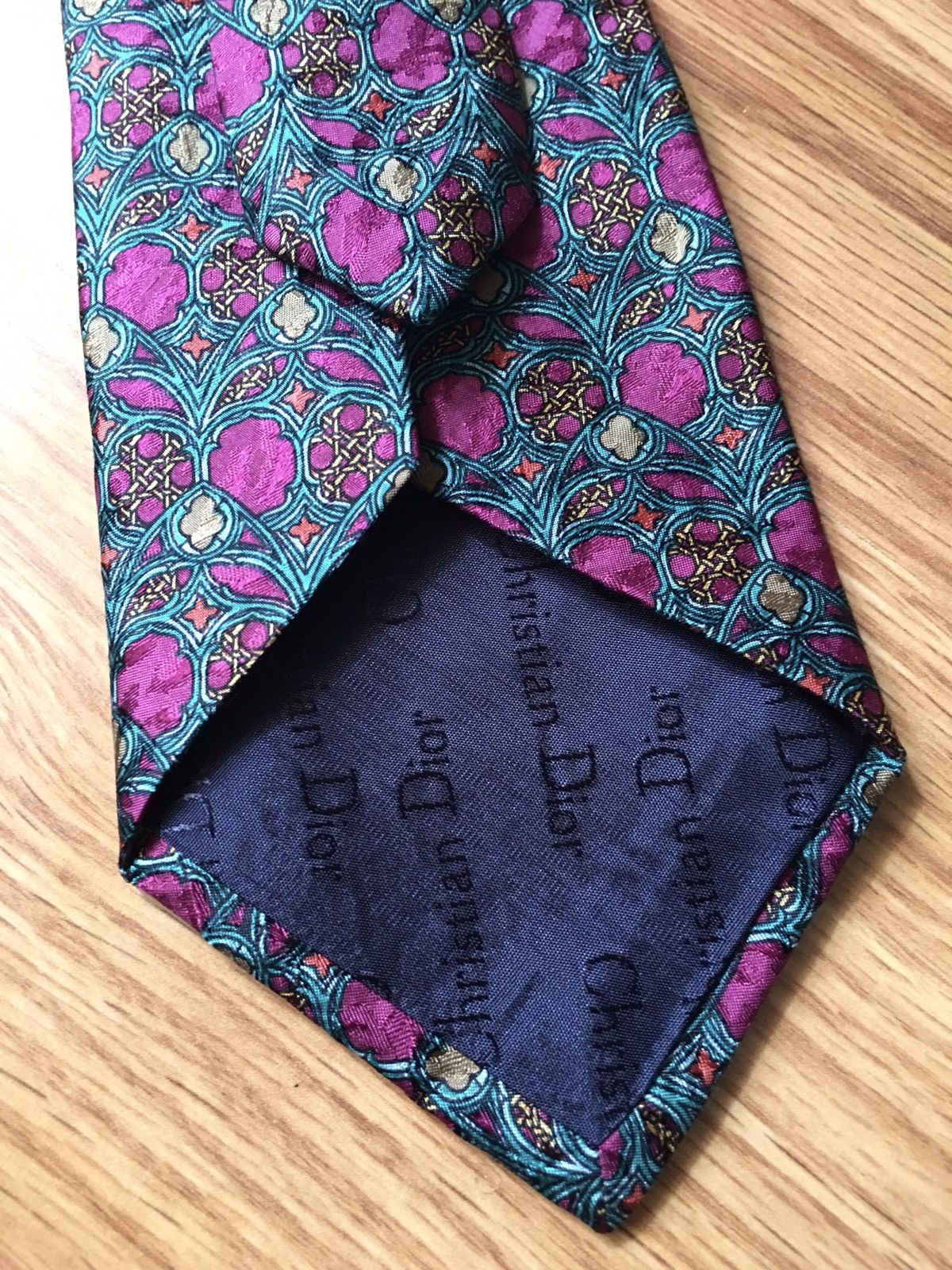 Christian Dior Monsieur × Dior × Vintage Christian Dior Floral Vintage Jacquard Silk Mens Neck Tie Size ONE SIZE - 5 Thumbnail