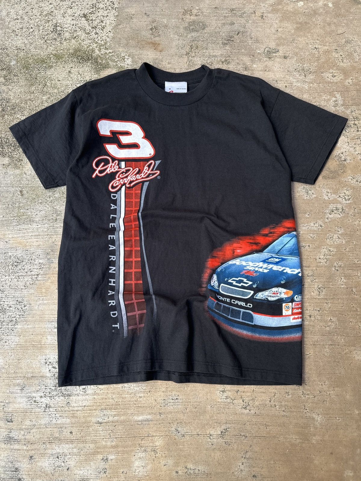 NASCAR × Vintage Vintage 90s Black Dale Earnhardt Wrap Around NASCAR T-Shirt Size US M / EU 48-50 / 2 - 1 Thumbnail