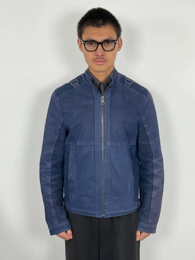 Versace 2000s Versace Navy Biker Leather Jacket Size US M / EU 48-50 / 2 - 2 Thumbnail