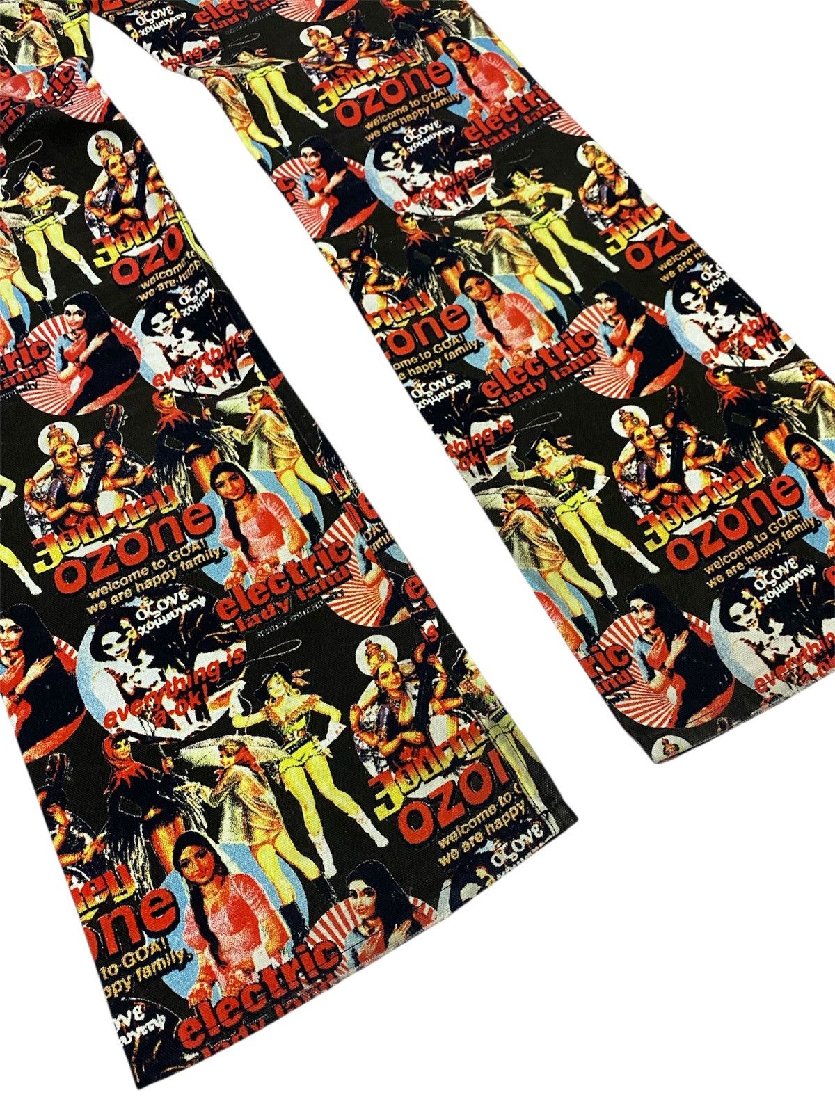 Vintage 💃90s Ozone Communituly Tokyo Cowgirls Printed Bootcut Jeans Size US 28 / EU 44 - 9 Thumbnail