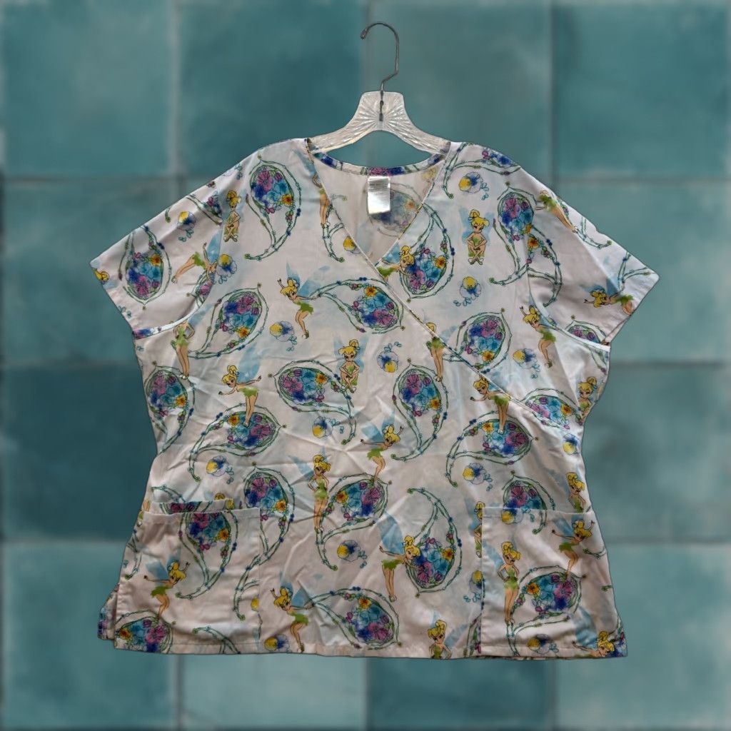 Disney VINTAGE Disney Tinkerbell Scrub Top White 2XL Womens Nurse XXL Size US XXL / EU 58 / 5 - 1 Thumbnail