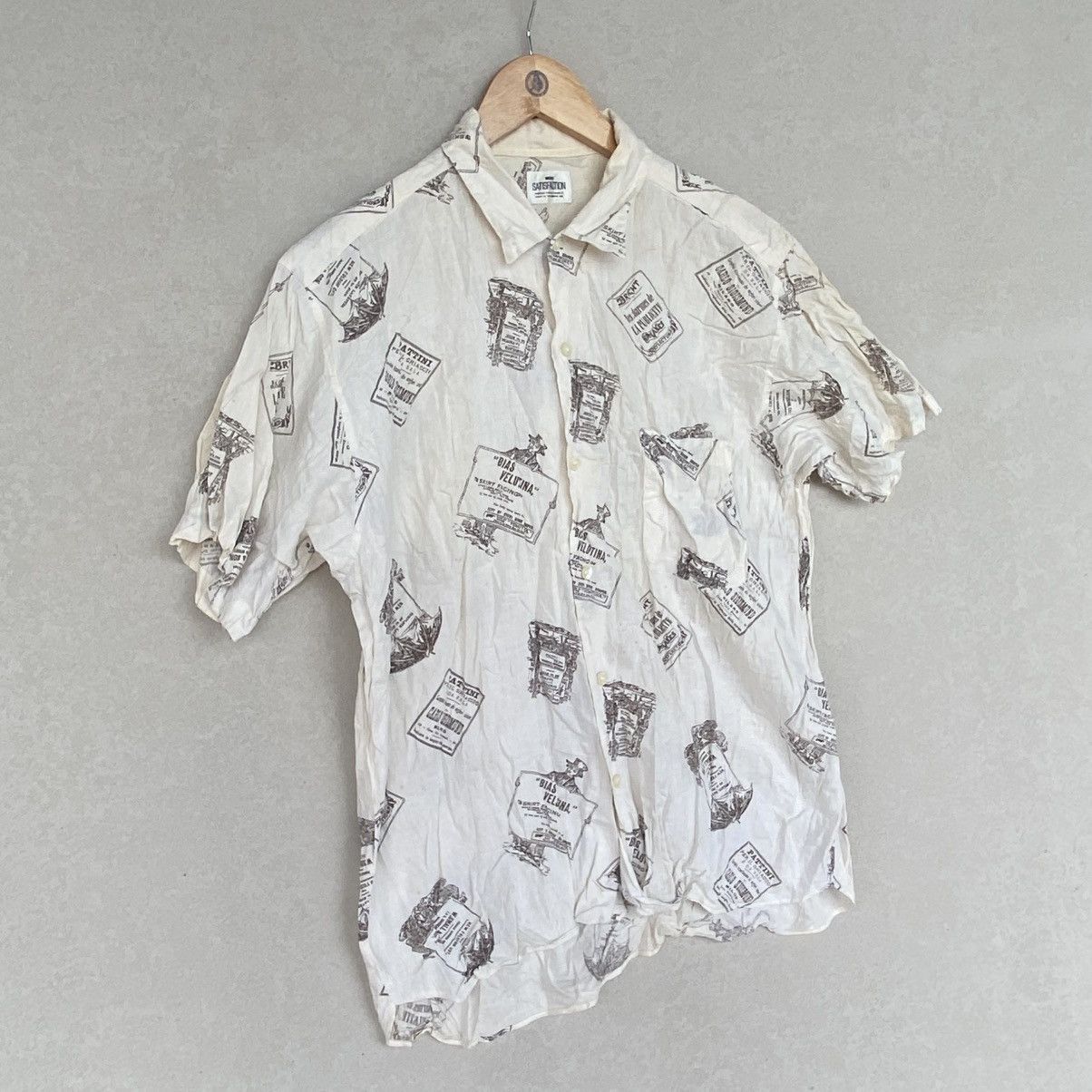 Other Vintage 90s White All Over Print Button Up Shirt Clothing Size US M / EU 48-50 / 2 - 3 Thumbnail