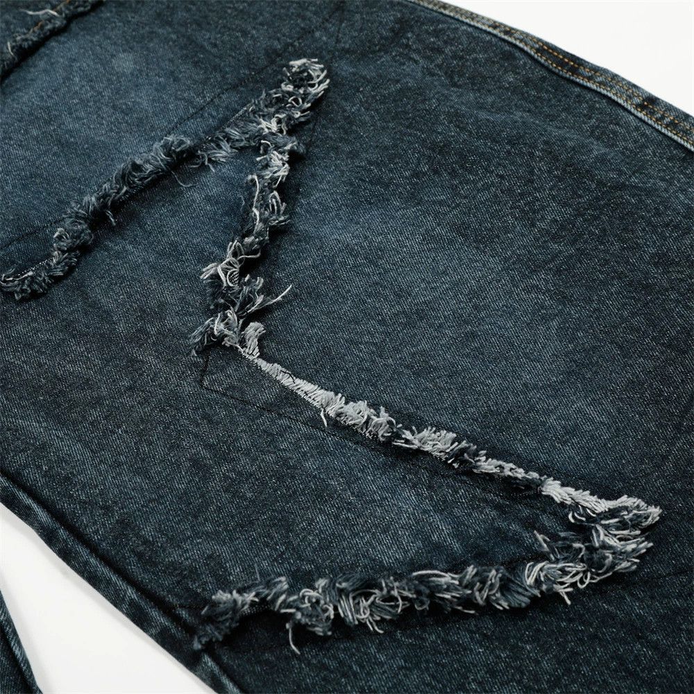 Jean Men's loose washed star patch stitching scimitar jeans Size US 32 / EU 48 - 5 Thumbnail