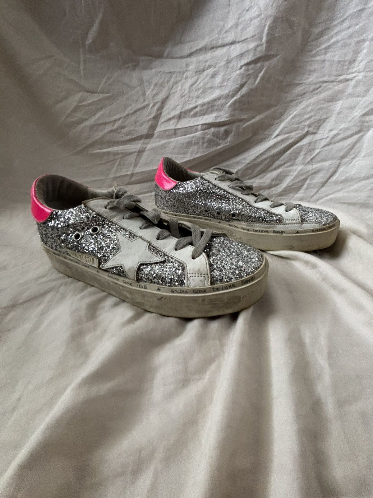 Golden Goose Golden Goose Hi-Star women’s silver glitter, small platform Size US 8 / IT 38 - 2 Thumbnail