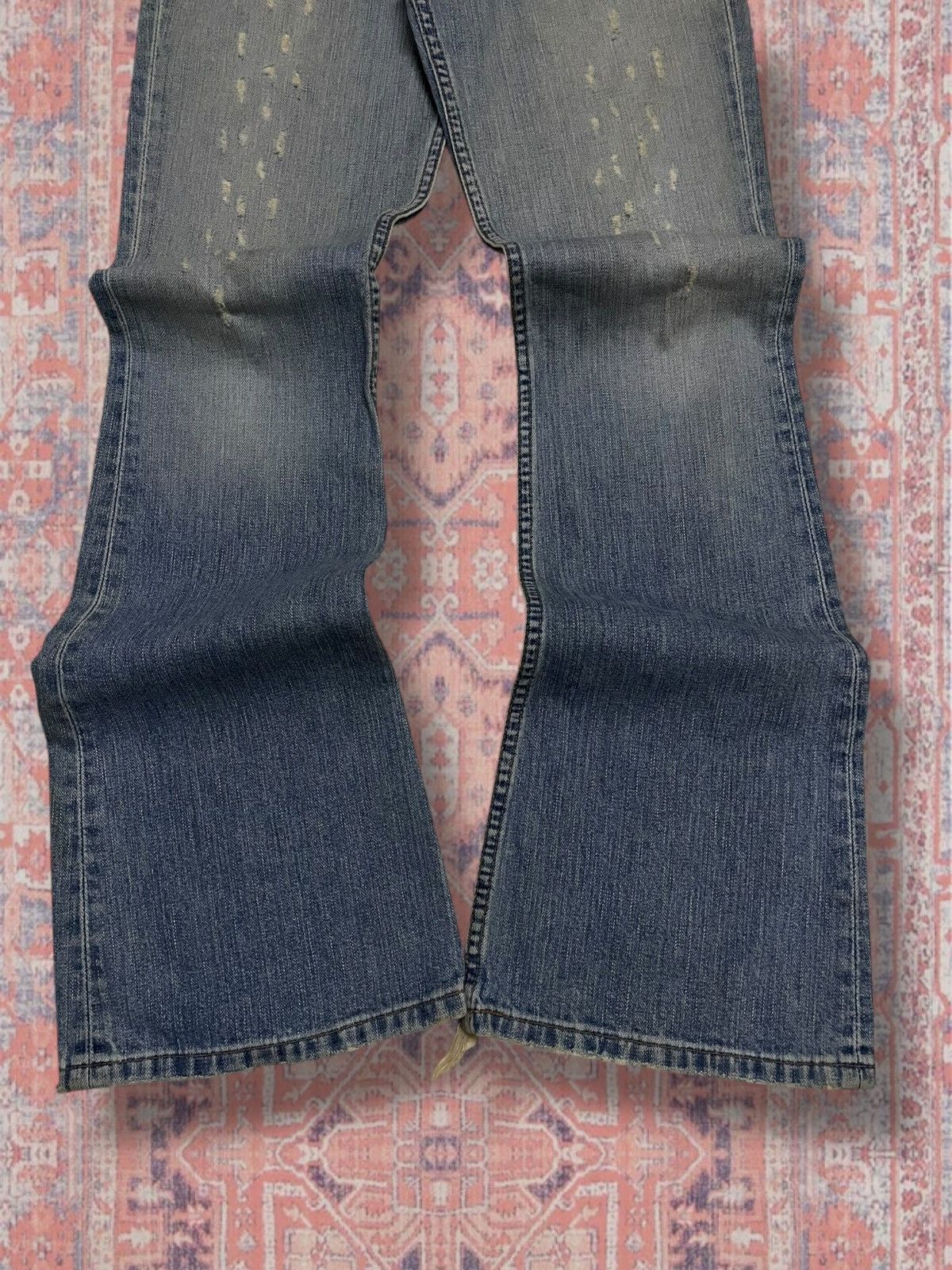 Japanese Brand Vintage 90s Japan Designer Bike Denim Distressed Flared Icon Size US 29 - 3 Thumbnail